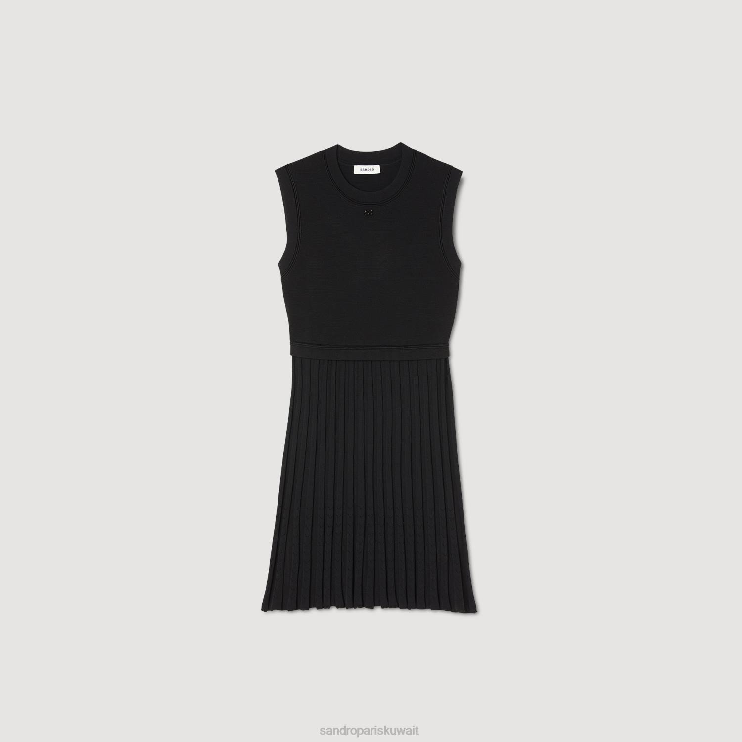 ثياب Sandro Paris فستان محبوك أسود نحيف ZJ0010