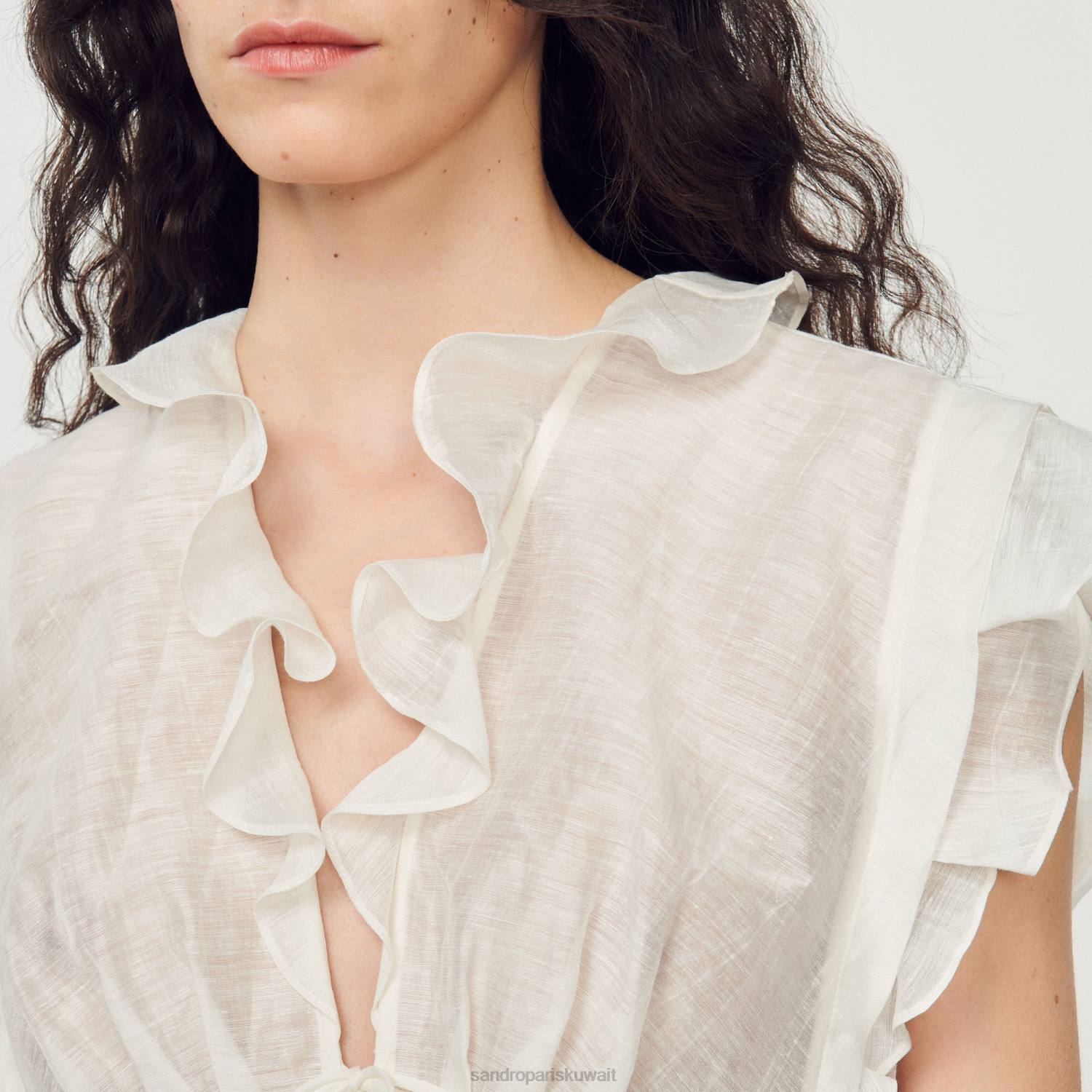 ثياب Sandro Paris اعلى المحاصيل أبيض نحيف ZJ00102