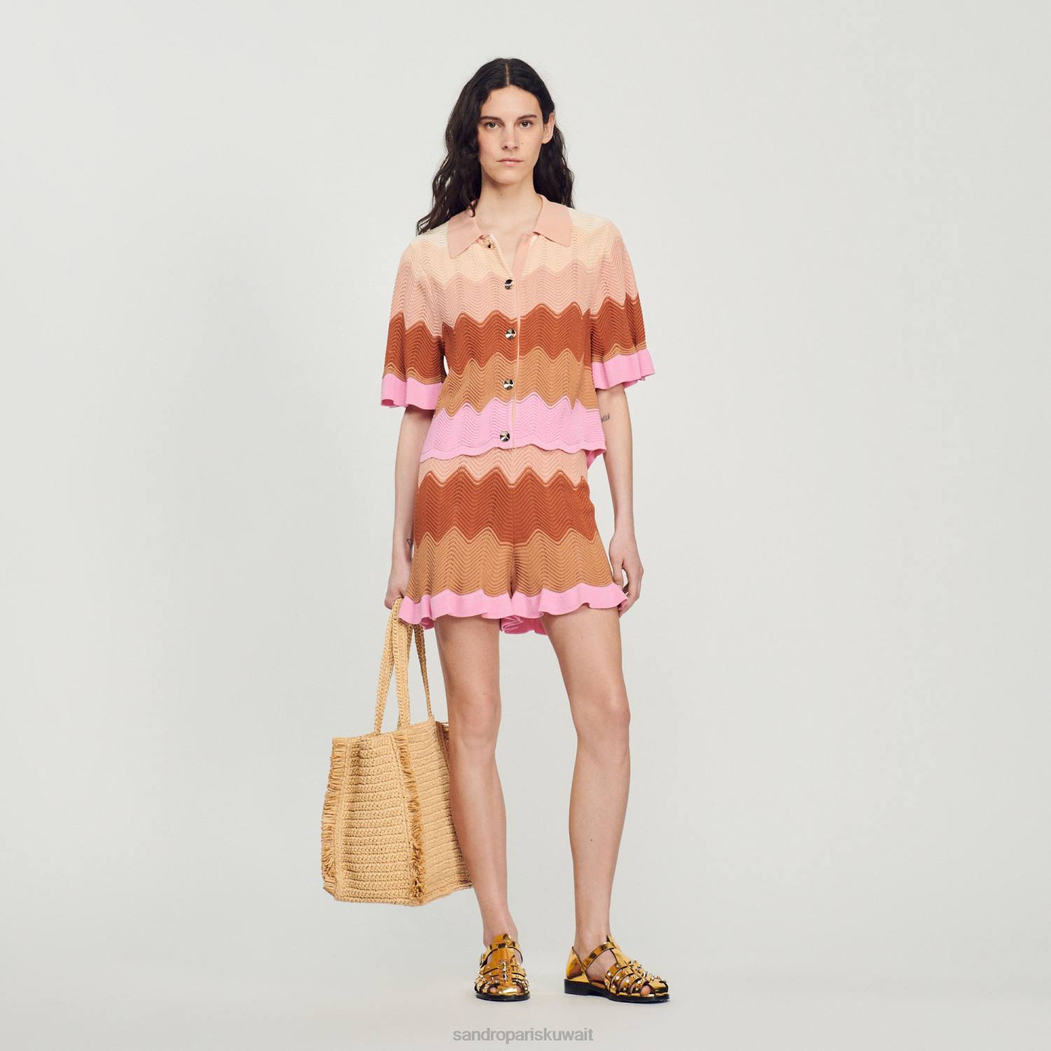 ثياب Sandro Paris سترة متماسكة متعدد الألوان نحيف ZJ00106