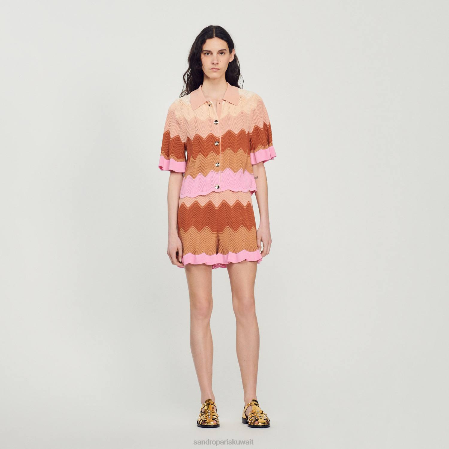 ثياب Sandro Paris سترة متماسكة متعدد الألوان نحيف ZJ00106