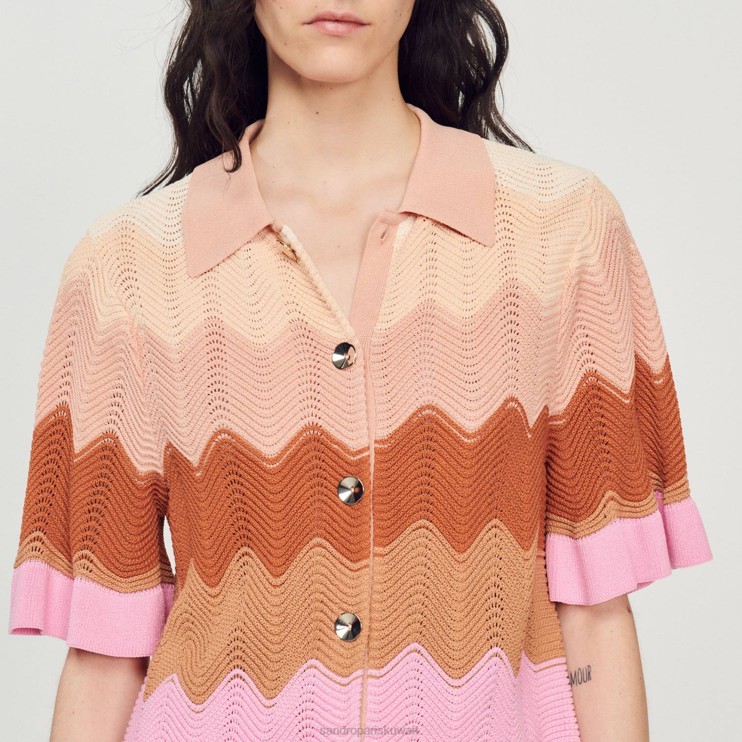 ثياب Sandro Paris سترة متماسكة متعدد الألوان نحيف ZJ00106