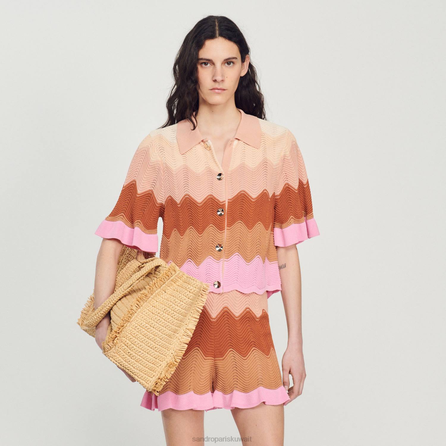 ثياب Sandro Paris سترة متماسكة متعدد الألوان نحيف ZJ00106