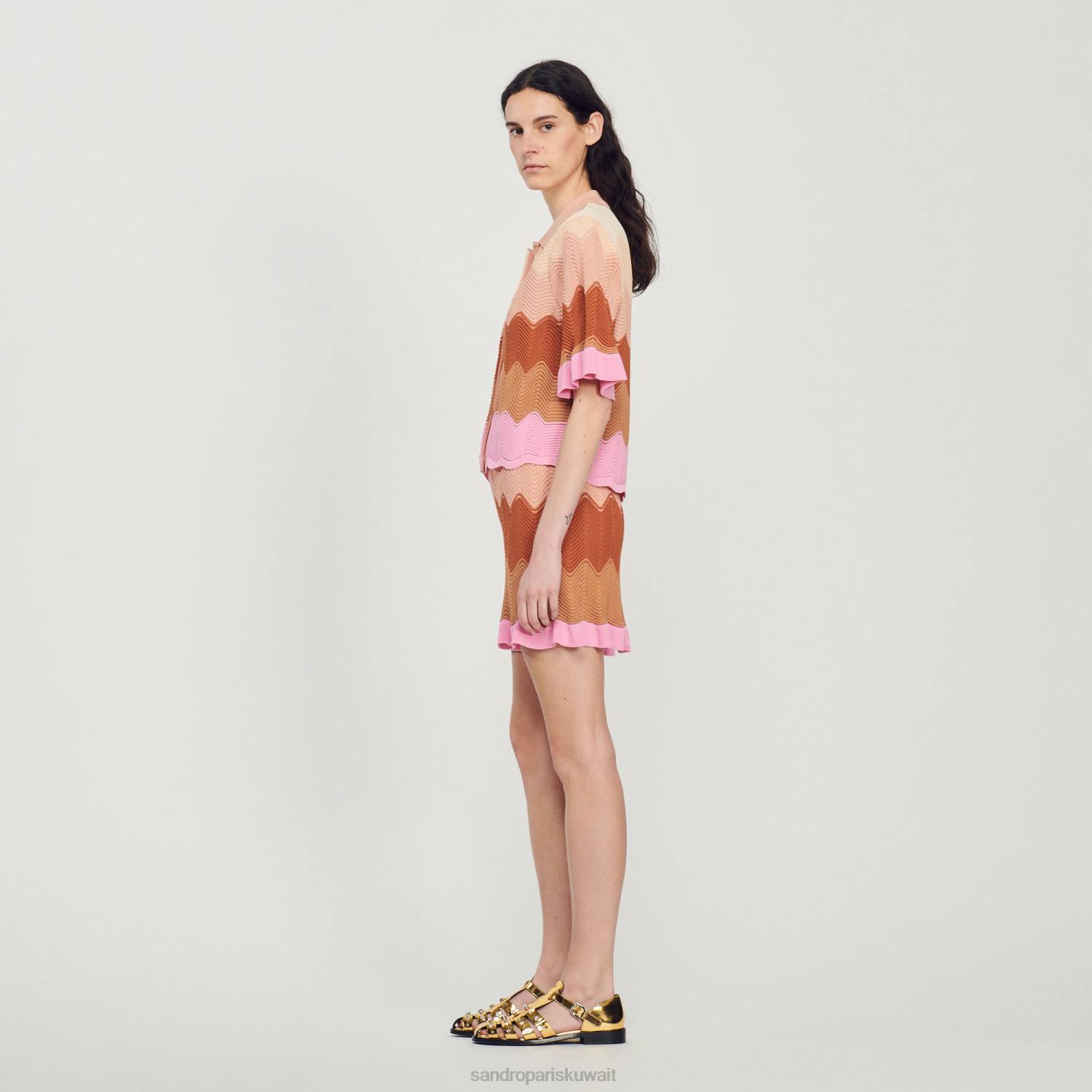 ثياب Sandro Paris سترة متماسكة متعدد الألوان نحيف ZJ00106