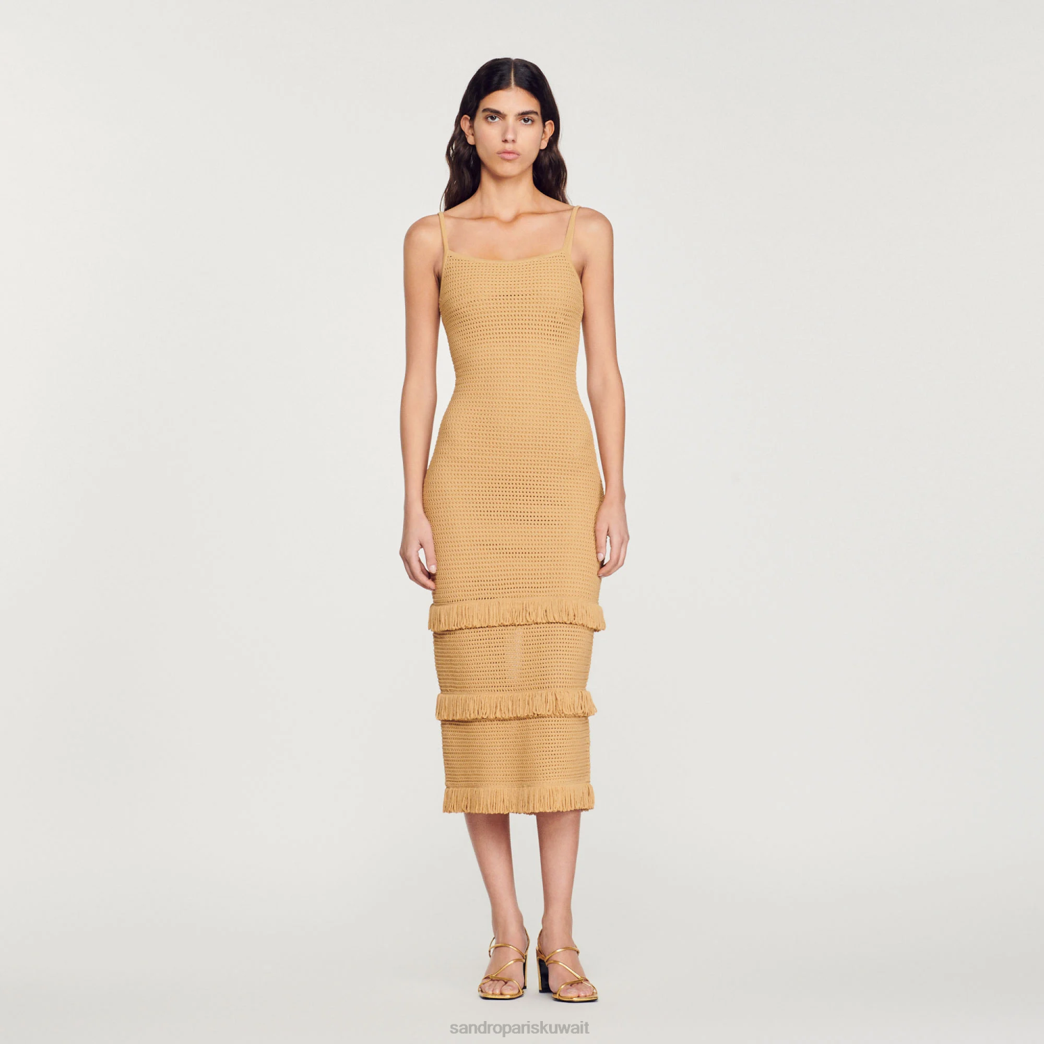 ثياب Sandro Paris فستان ميدي محبوك جمل نحيف ZJ00118