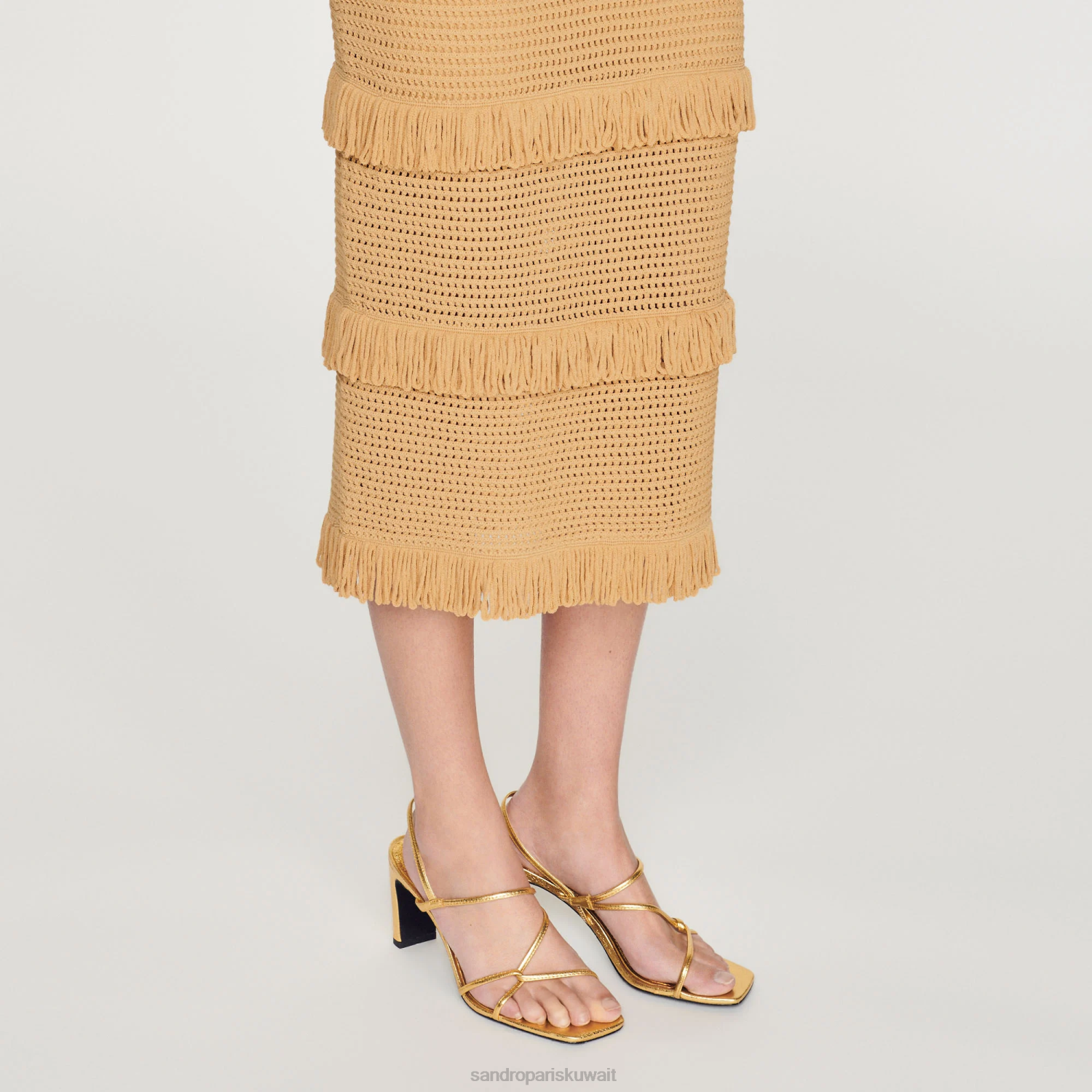 ثياب Sandro Paris فستان ميدي محبوك جمل نحيف ZJ00118