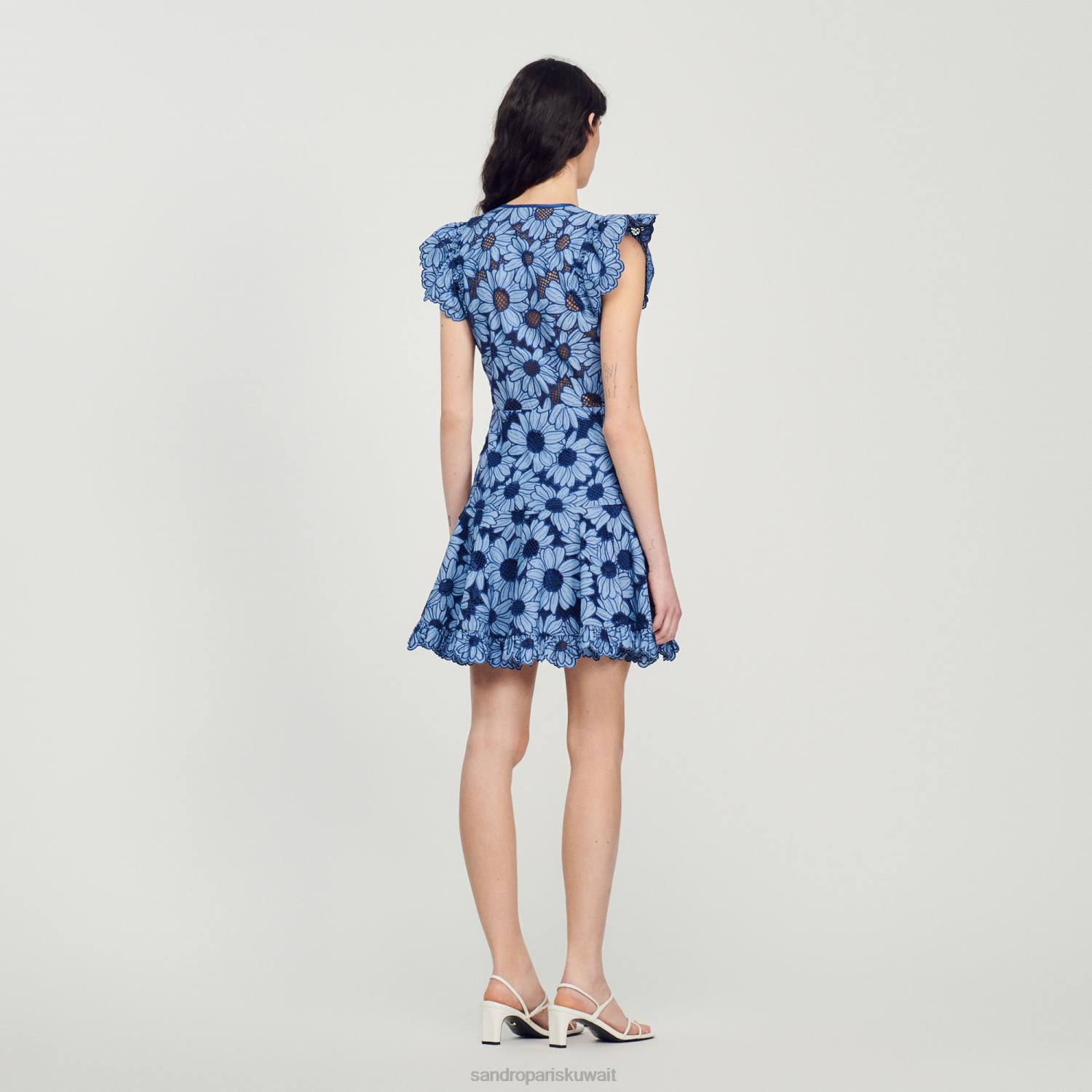 ثياب Sandro Paris فستان ديزي جبر أزرق نحيف ZJ00127