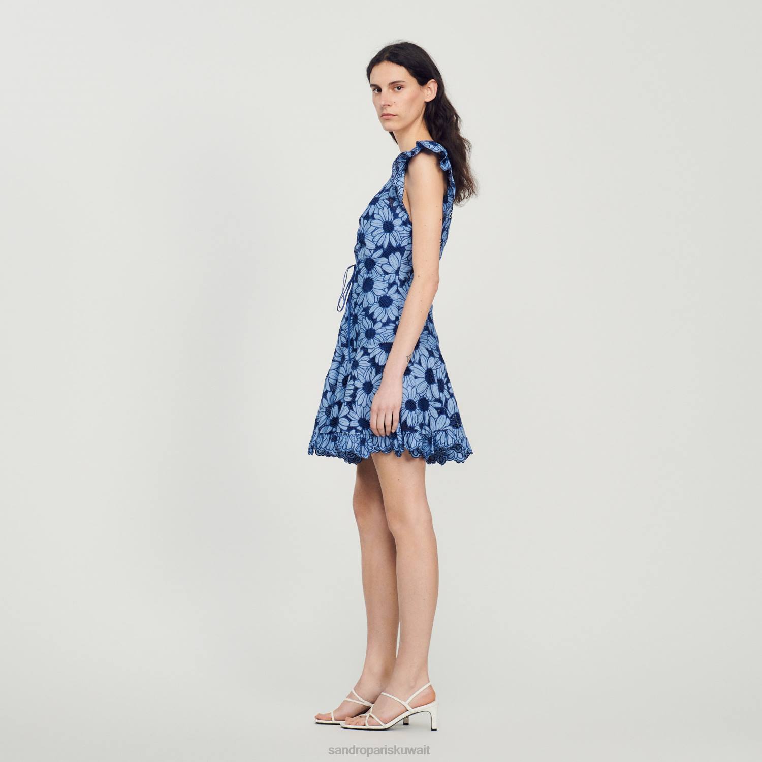 ثياب Sandro Paris فستان ديزي جبر أزرق نحيف ZJ00127
