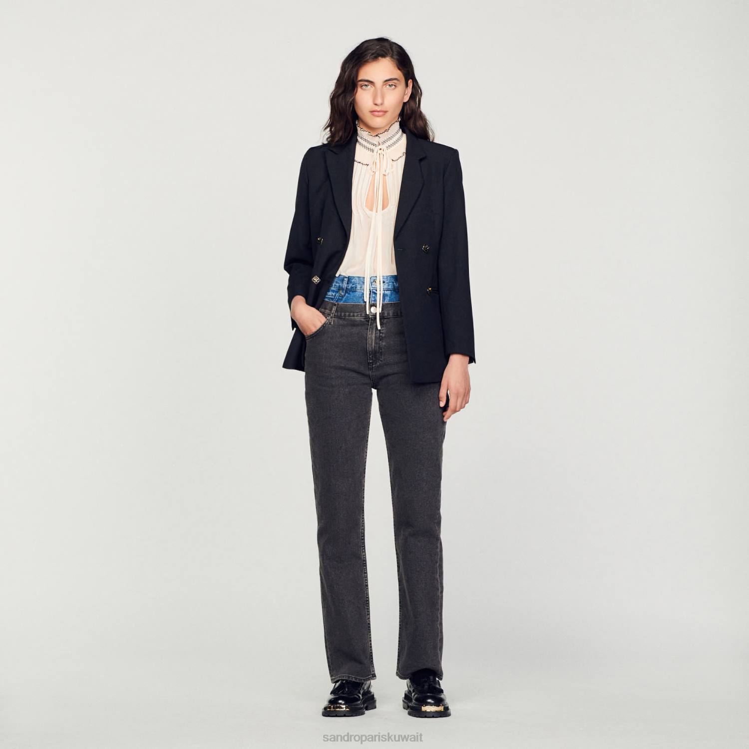 ثياب Sandro Paris أعلى الشيفون ناقص نحيف ZJ00134