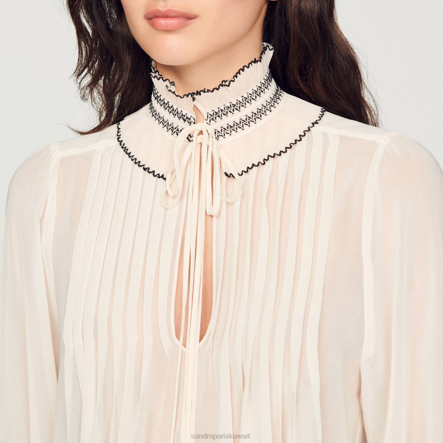 ثياب Sandro Paris أعلى الشيفون ناقص نحيف ZJ00134