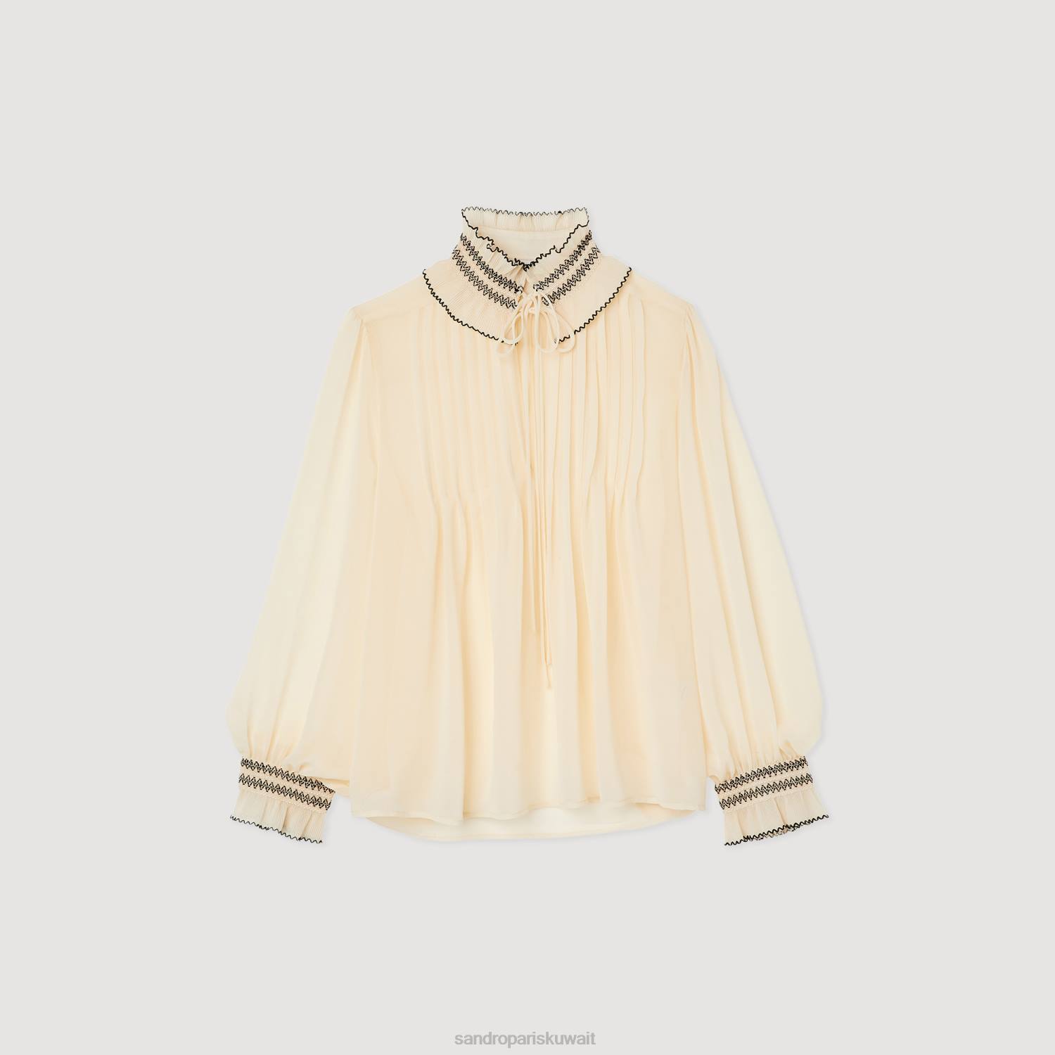 ثياب Sandro Paris أعلى الشيفون ناقص نحيف ZJ00134