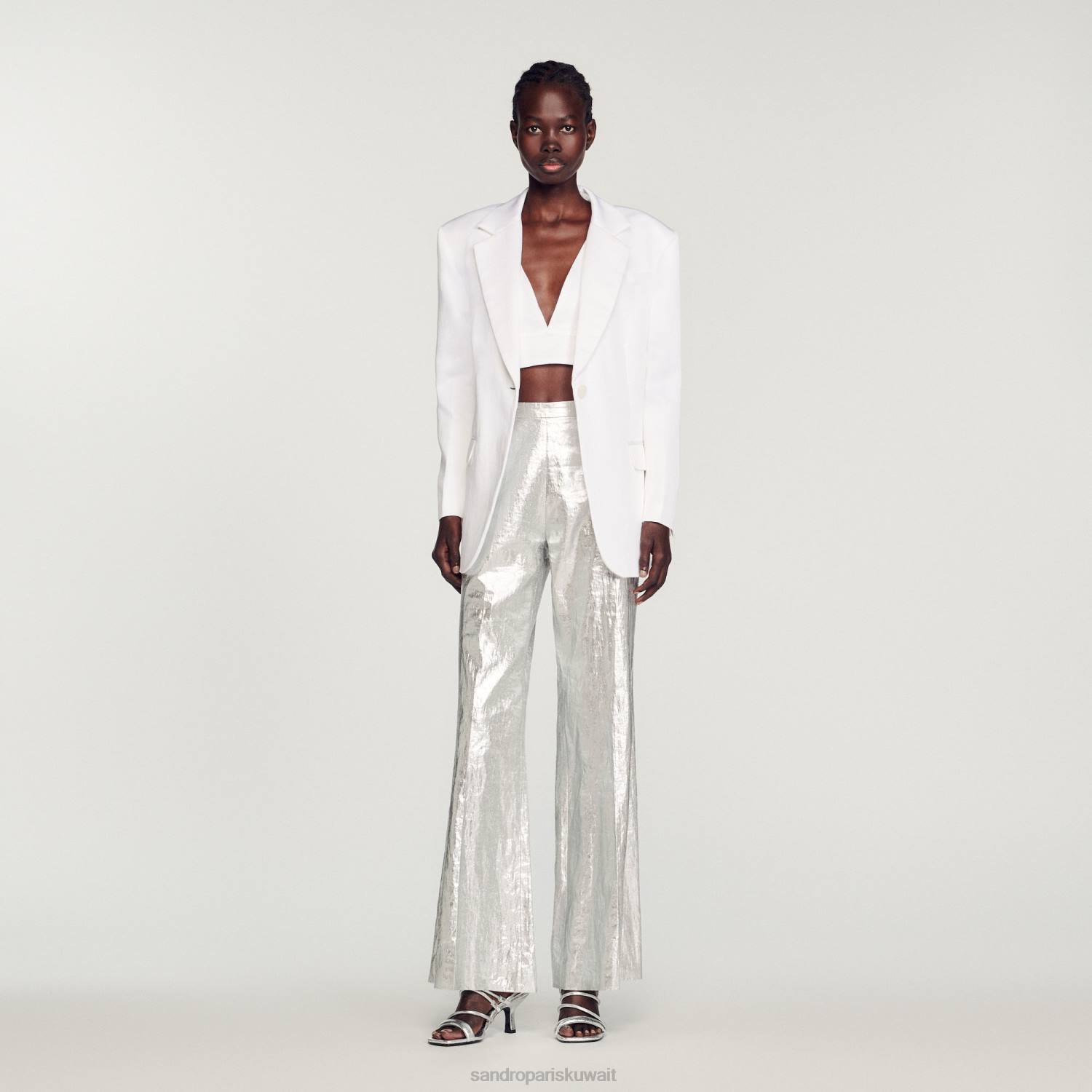 ثياب Sandro Paris سترة مصممة أبيض نحيف ZJ00140