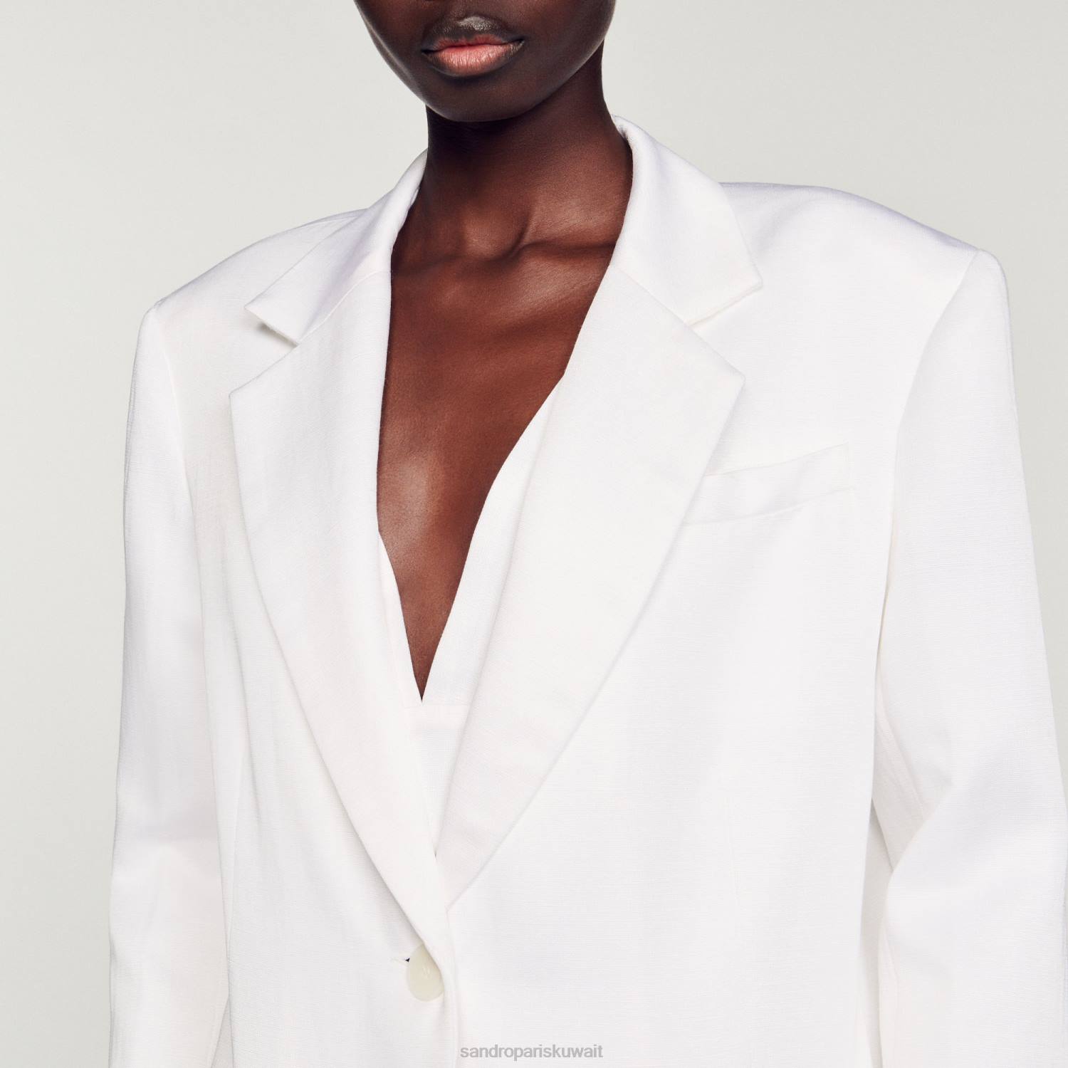 ثياب Sandro Paris سترة مصممة أبيض نحيف ZJ00140
