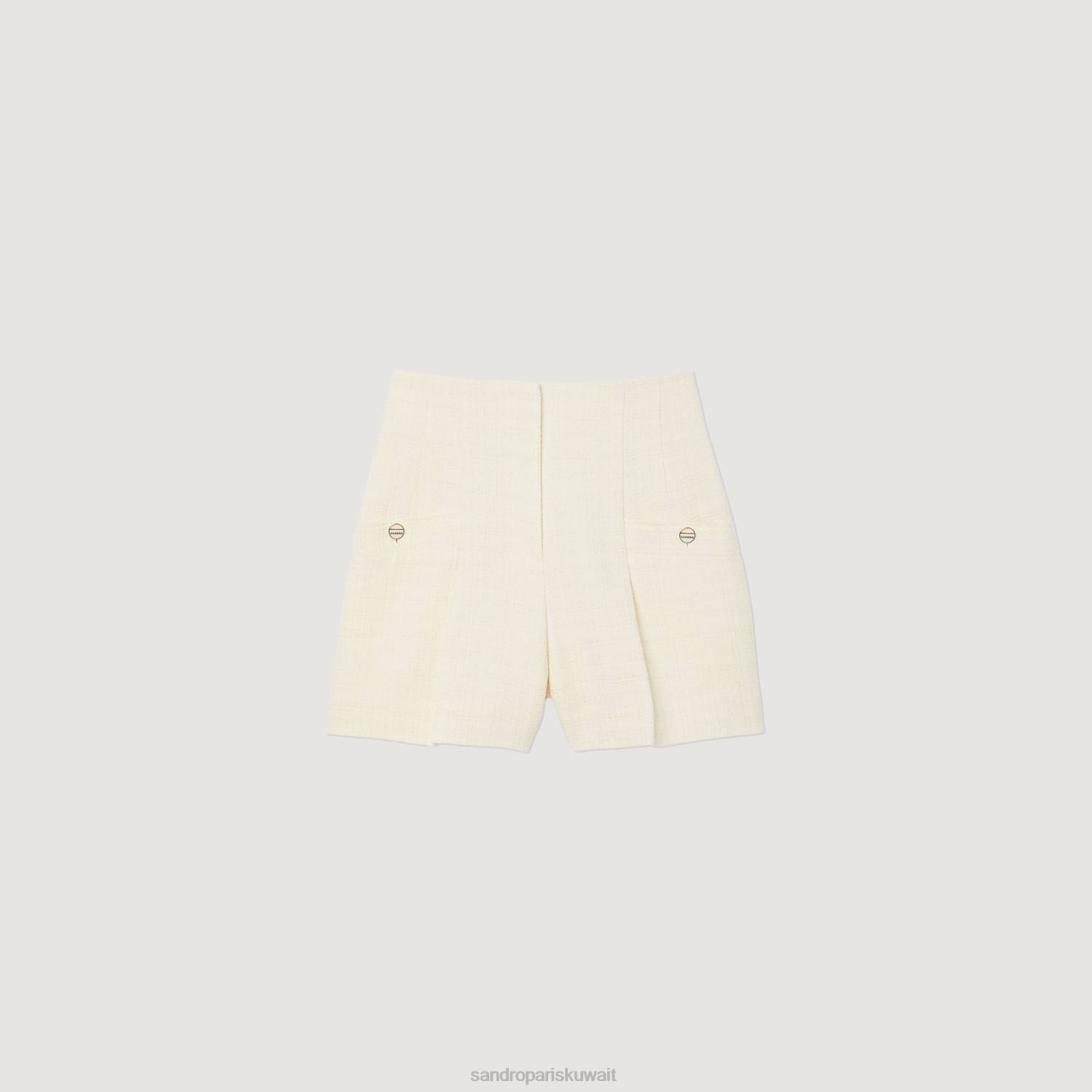 ثياب Sandro Paris تويد السراويل عالية مخصر بيج فاتح نحيف ZJ00148