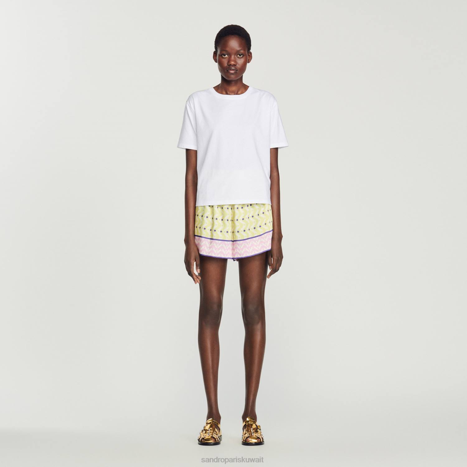 ثياب Sandro Paris تيشيرت بطبعة نجمة أصفر/أرجواني نحيف ZJ00160