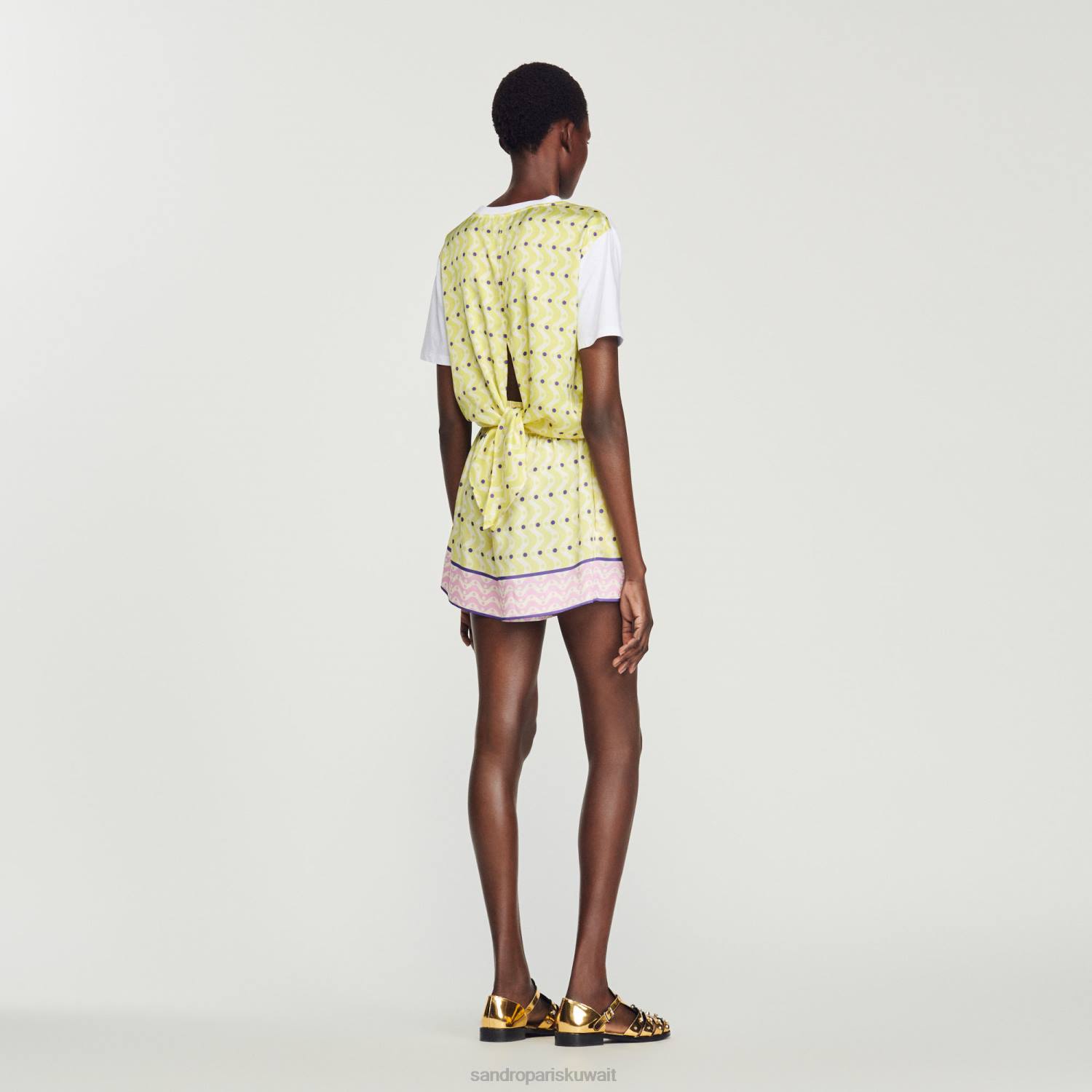 ثياب Sandro Paris تيشيرت بطبعة نجمة أصفر/أرجواني نحيف ZJ00160