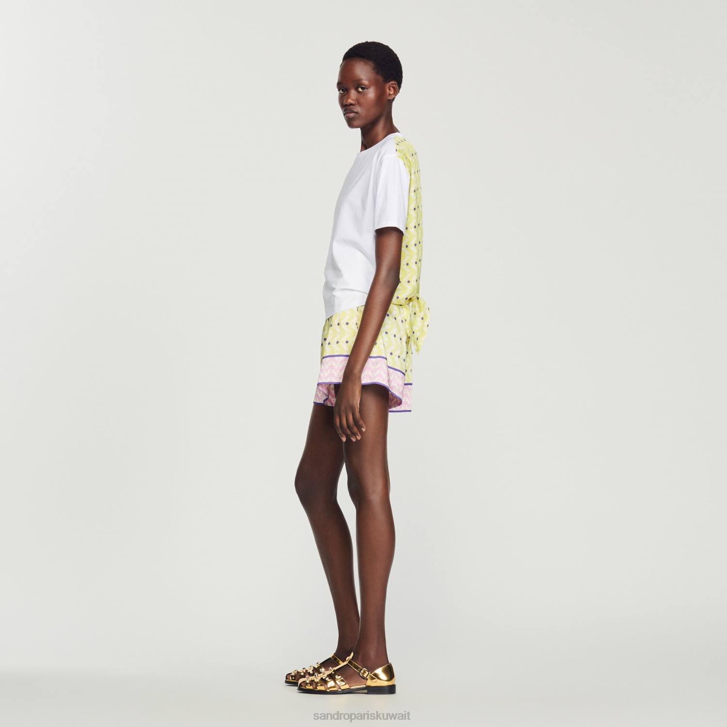 ثياب Sandro Paris تيشيرت بطبعة نجمة أصفر/أرجواني نحيف ZJ00160