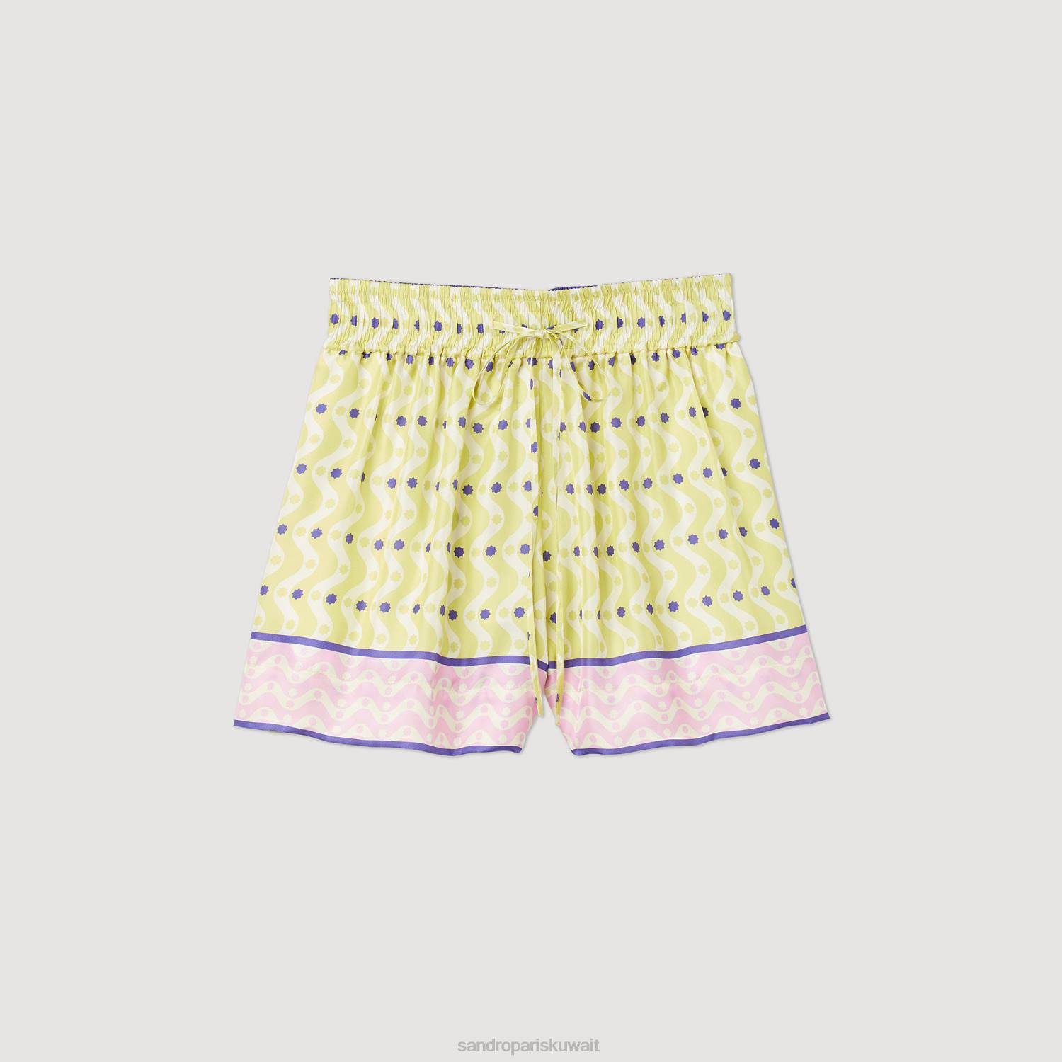 ثياب Sandro Paris شورت نجمة فضفاضة مطبوعة أصفر/أرجواني نحيف ZJ00161