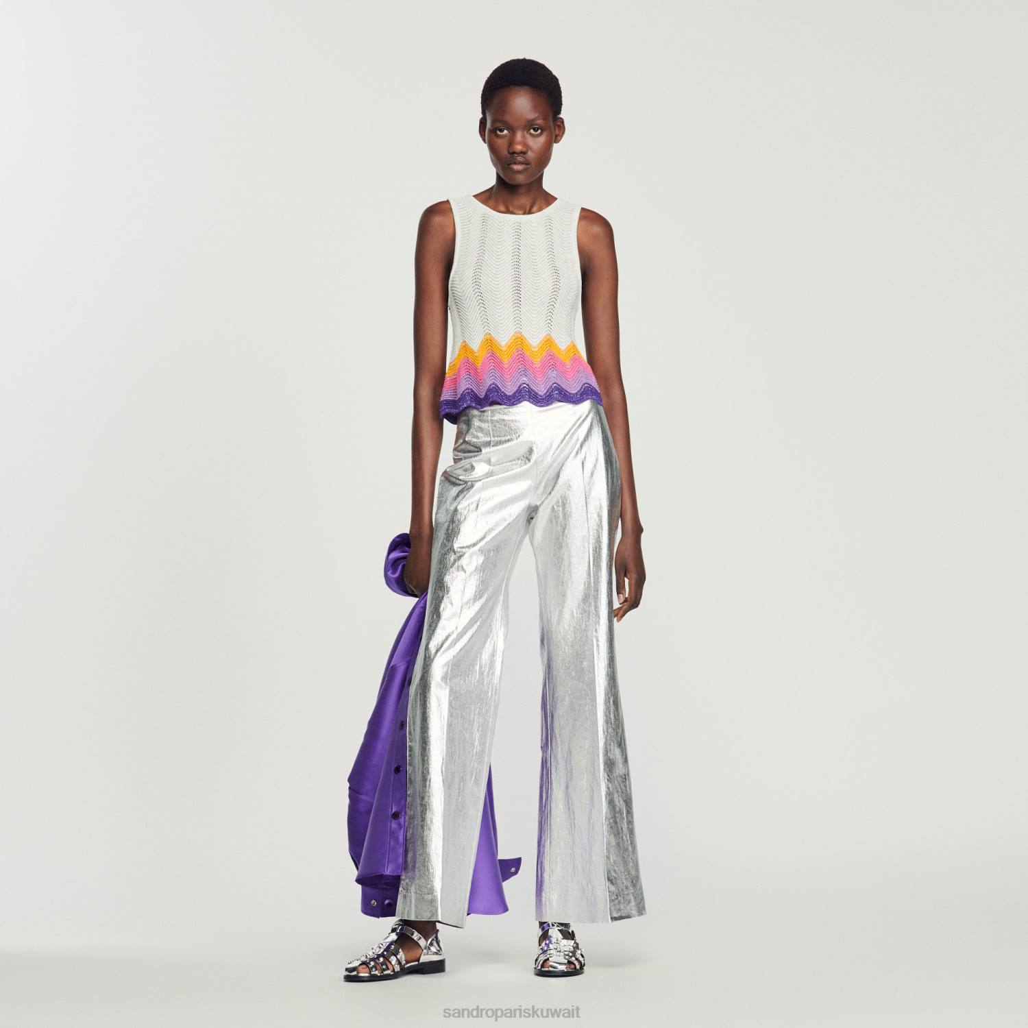 ثياب Sandro Paris خزان محبوك متعدد الألوان نحيف ZJ00163