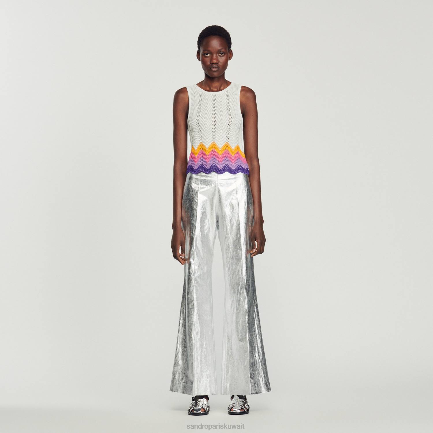 ثياب Sandro Paris خزان محبوك متعدد الألوان نحيف ZJ00163