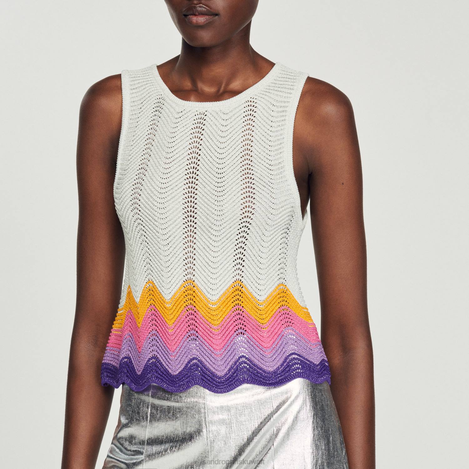 ثياب Sandro Paris خزان محبوك متعدد الألوان نحيف ZJ00163