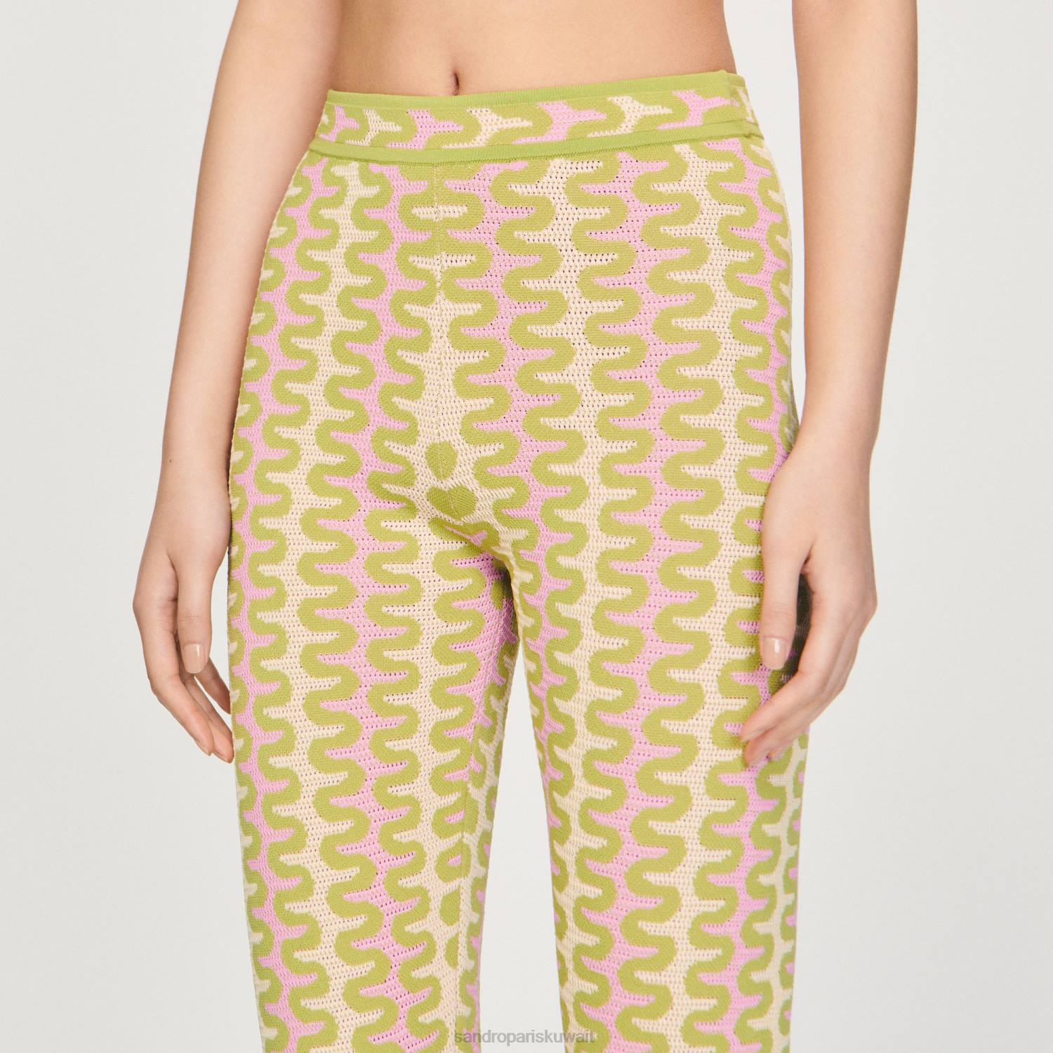 ثياب Sandro Paris السراويل متماسكة منقوشة متعدد الألوان نحيف ZJ00178