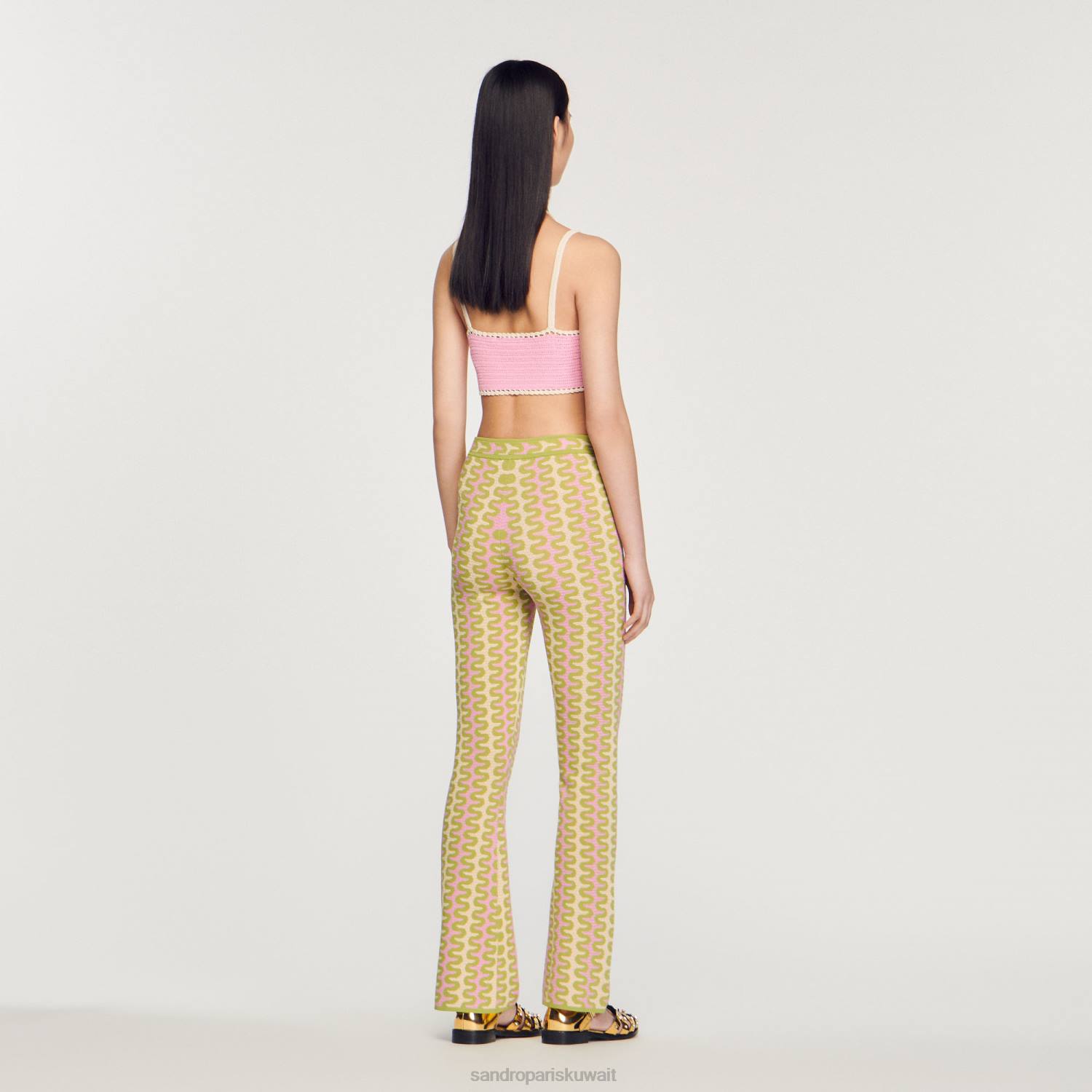 ثياب Sandro Paris السراويل متماسكة منقوشة متعدد الألوان نحيف ZJ00178