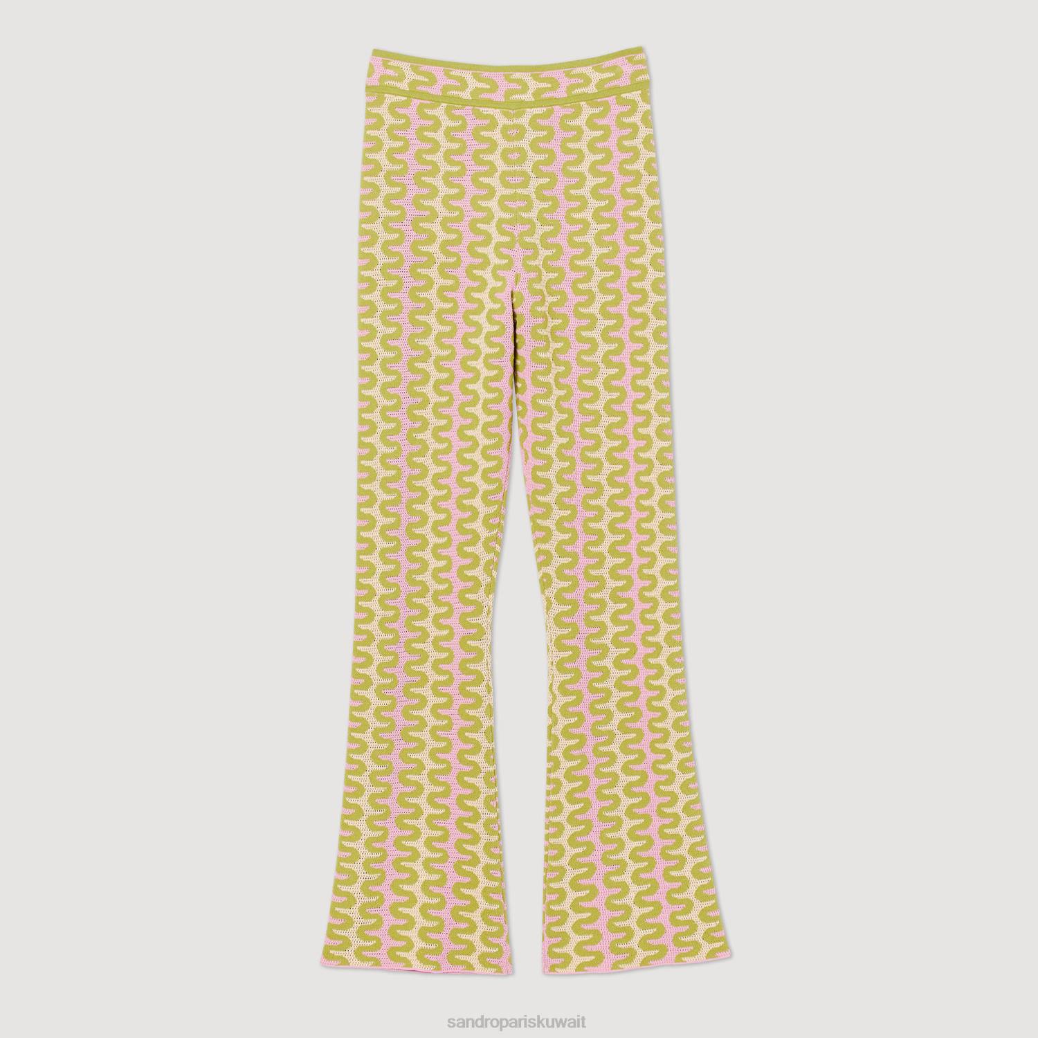 ثياب Sandro Paris السراويل متماسكة منقوشة متعدد الألوان نحيف ZJ00178