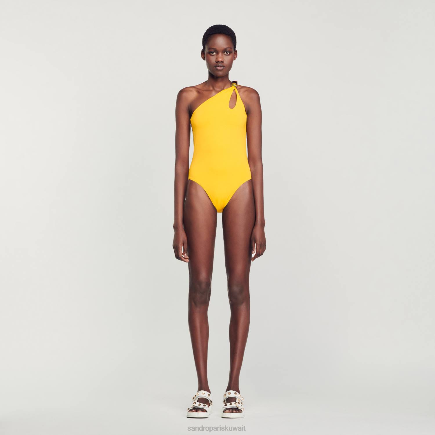 ثياب Sandro Paris ملابس سباحة غير متكافئة من قطعة واحدة أصفر نحيف ZJ00182