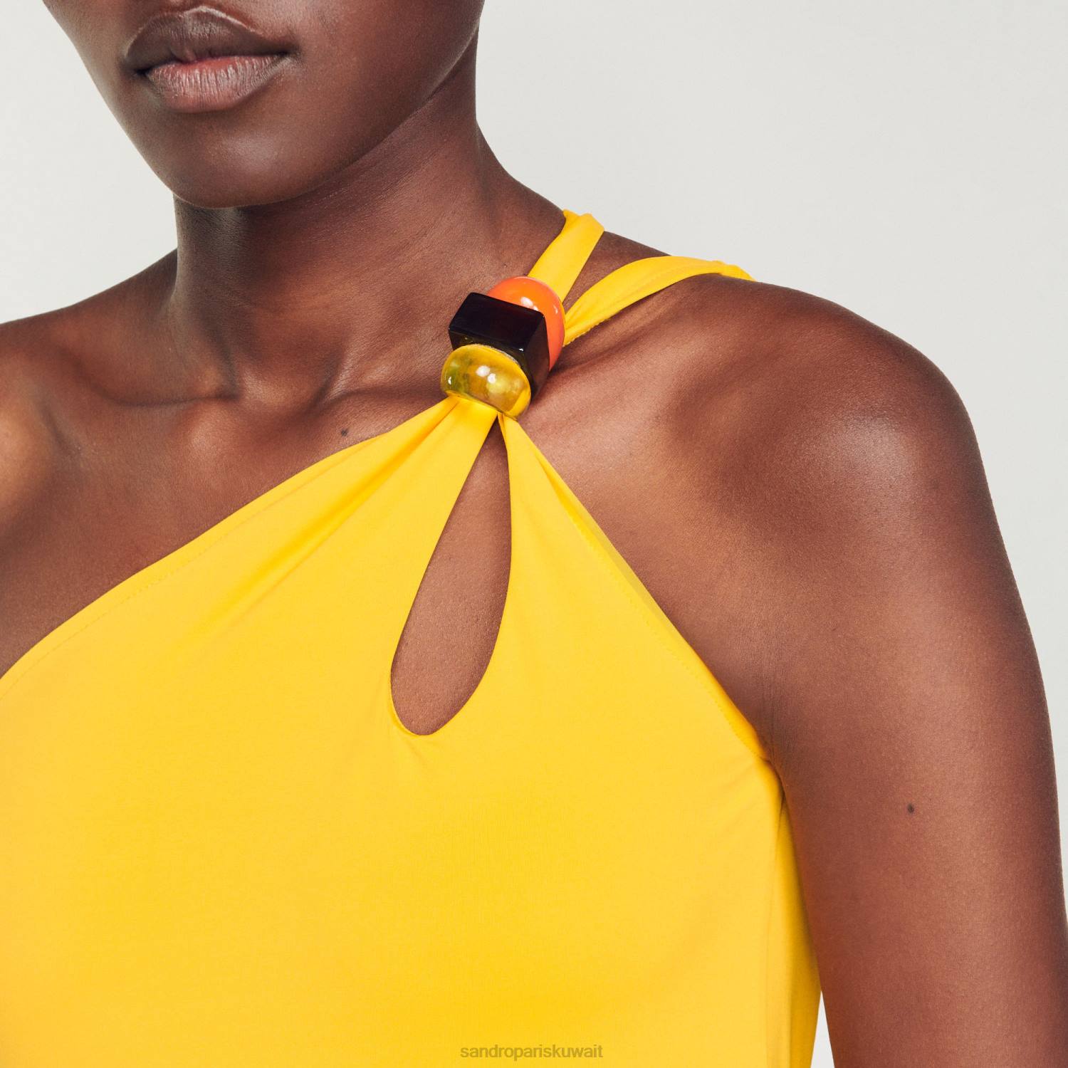 ثياب Sandro Paris ملابس سباحة غير متكافئة من قطعة واحدة أصفر نحيف ZJ00182