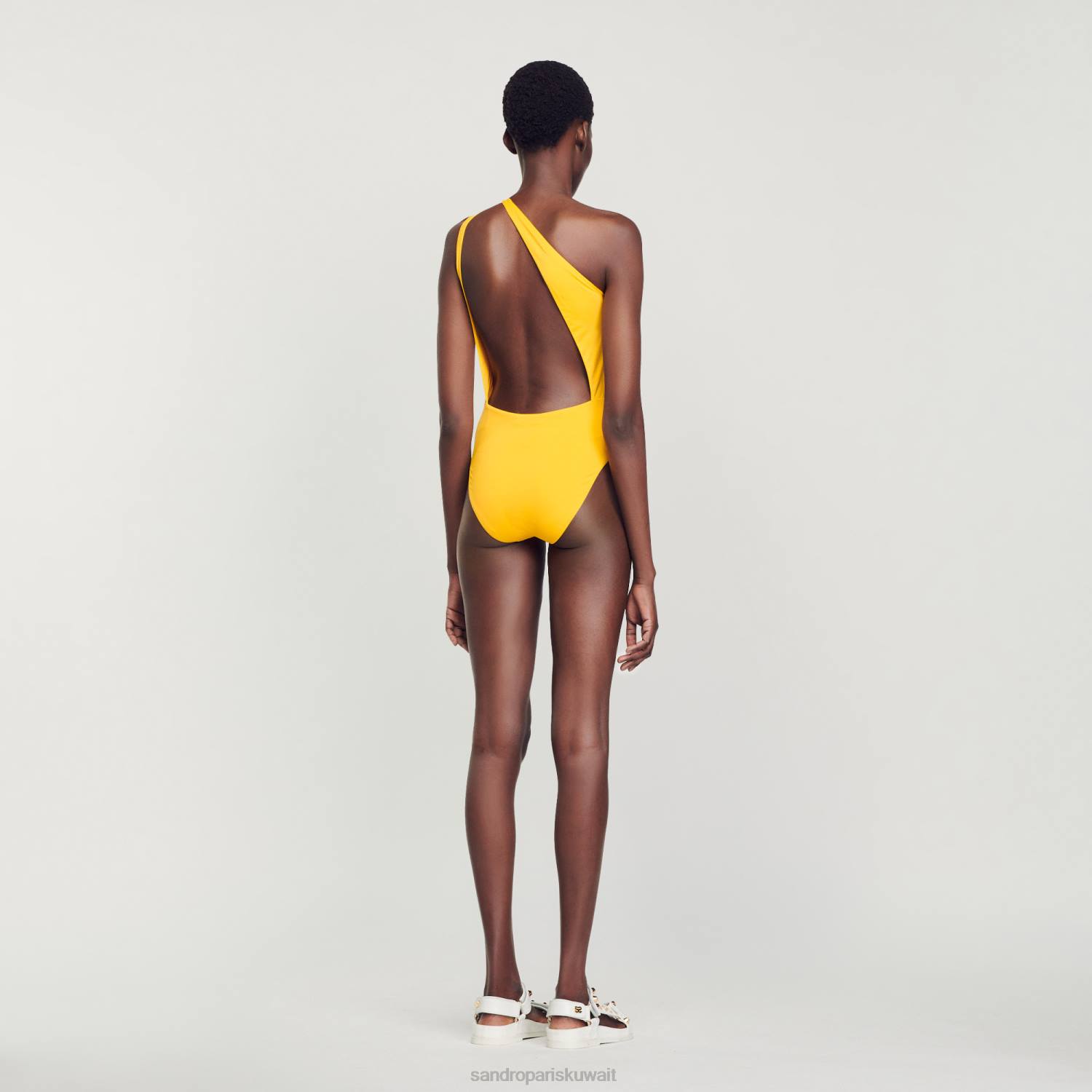 ثياب Sandro Paris ملابس سباحة غير متكافئة من قطعة واحدة أصفر نحيف ZJ00182
