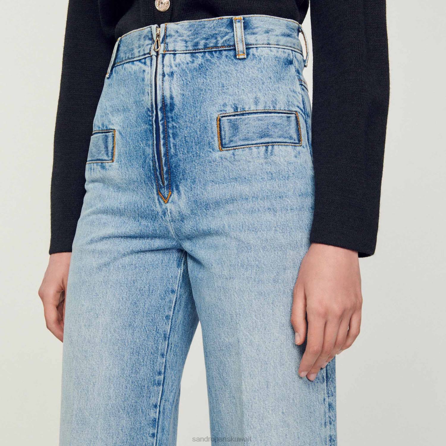 ثياب Sandro Paris جينز واسع الساق جينز أزرق نحيف ZJ00183