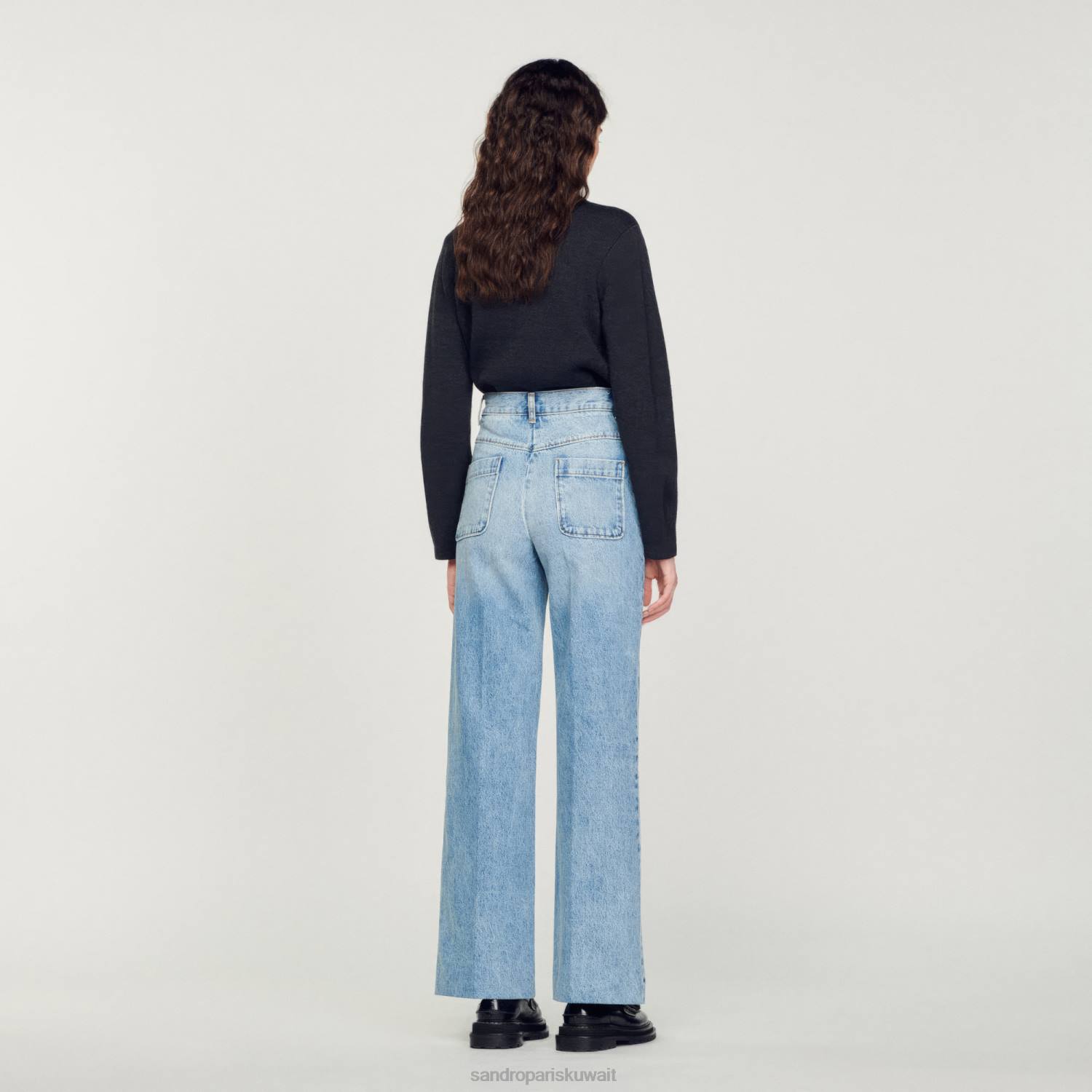 ثياب Sandro Paris جينز واسع الساق جينز أزرق نحيف ZJ00183