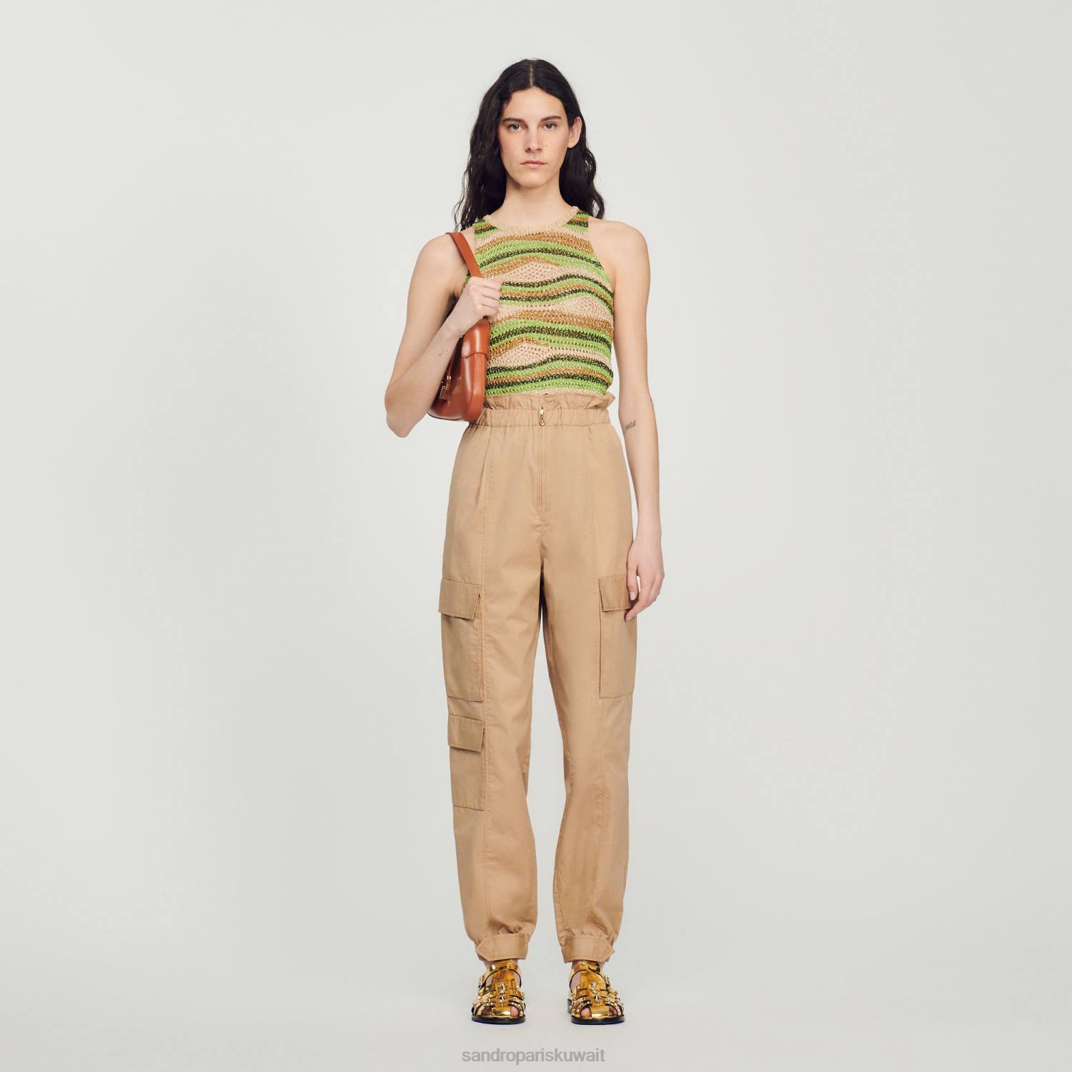 ثياب Sandro Paris السراويل البضائع رمل نحيف ZJ00185