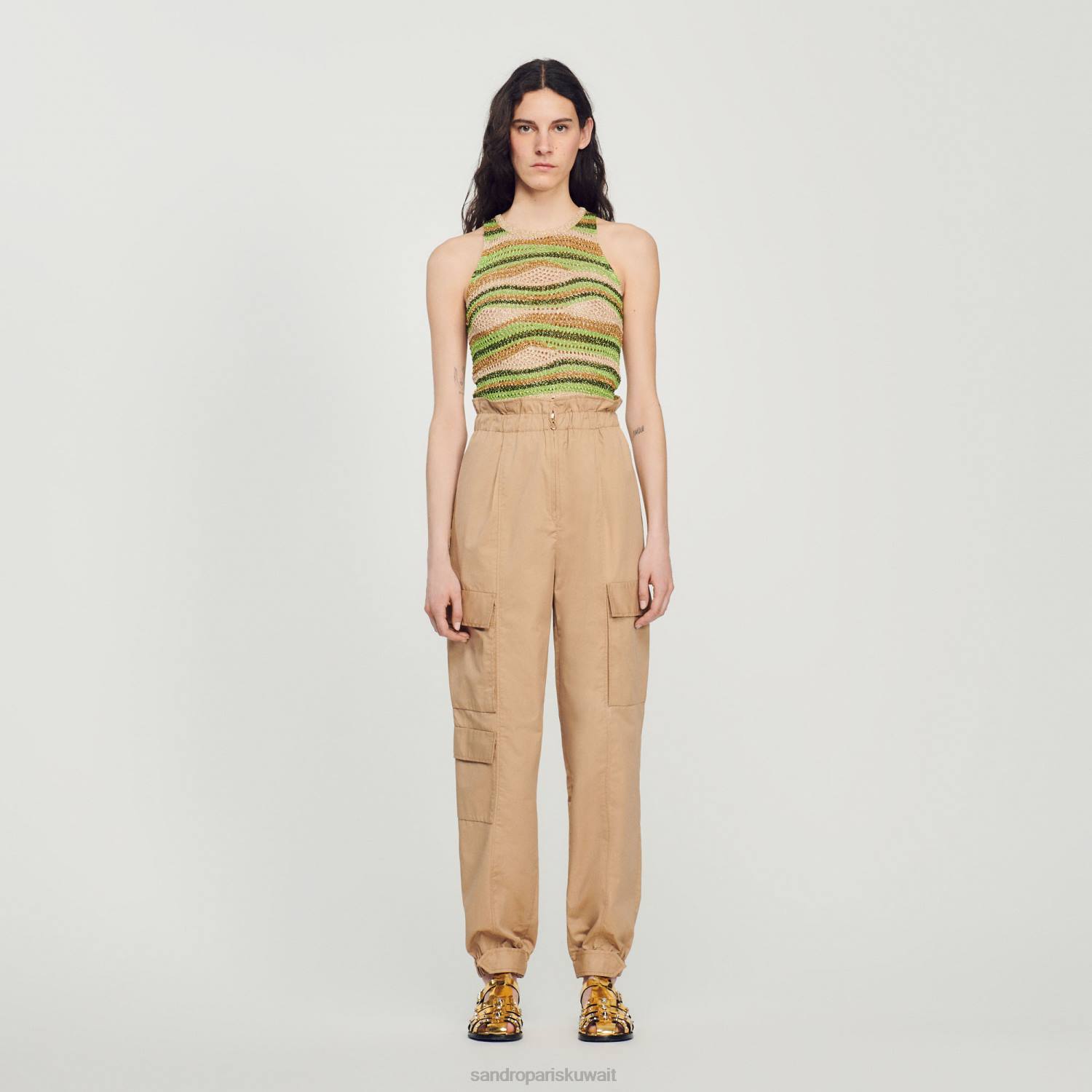 ثياب Sandro Paris السراويل البضائع رمل نحيف ZJ00185