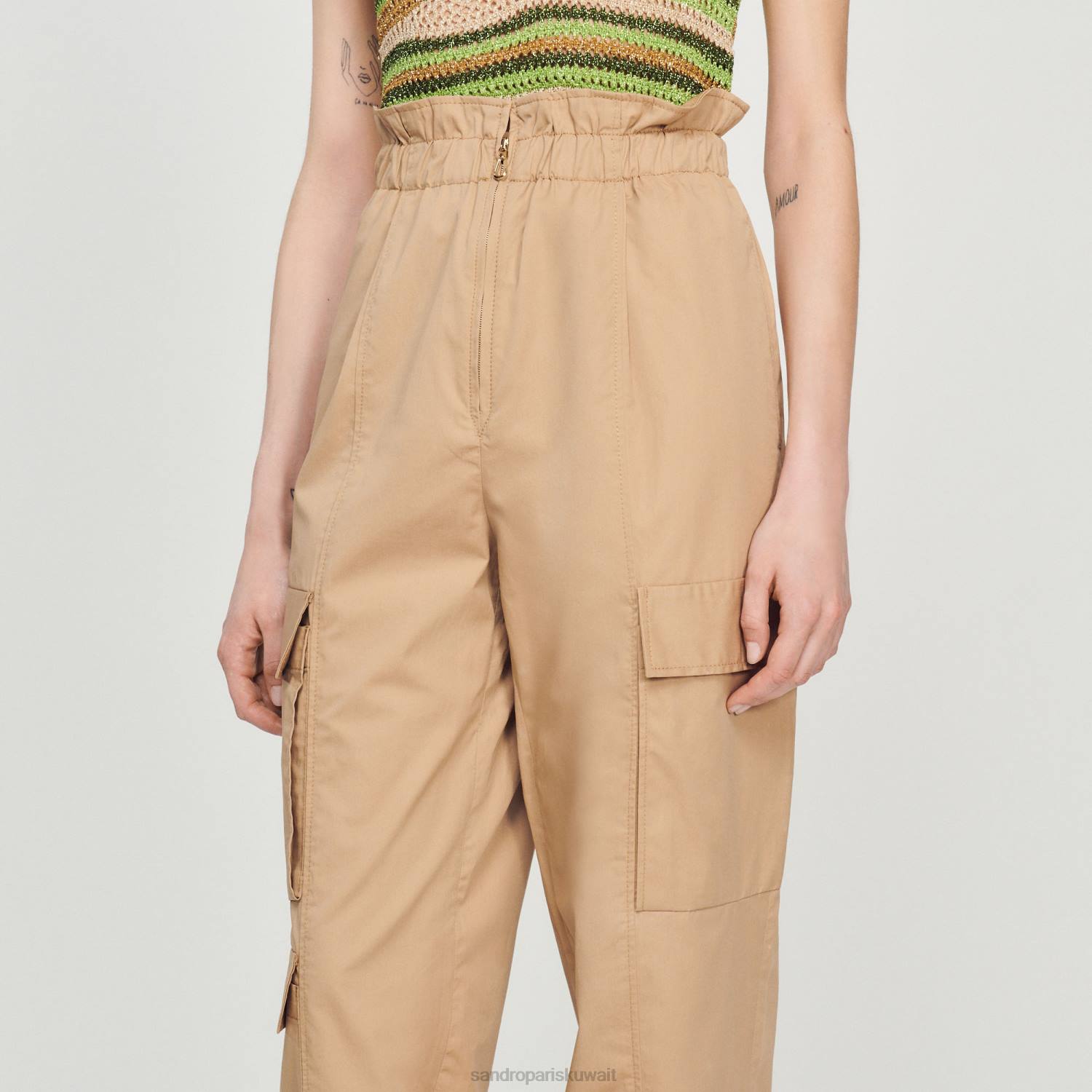 ثياب Sandro Paris السراويل البضائع رمل نحيف ZJ00185
