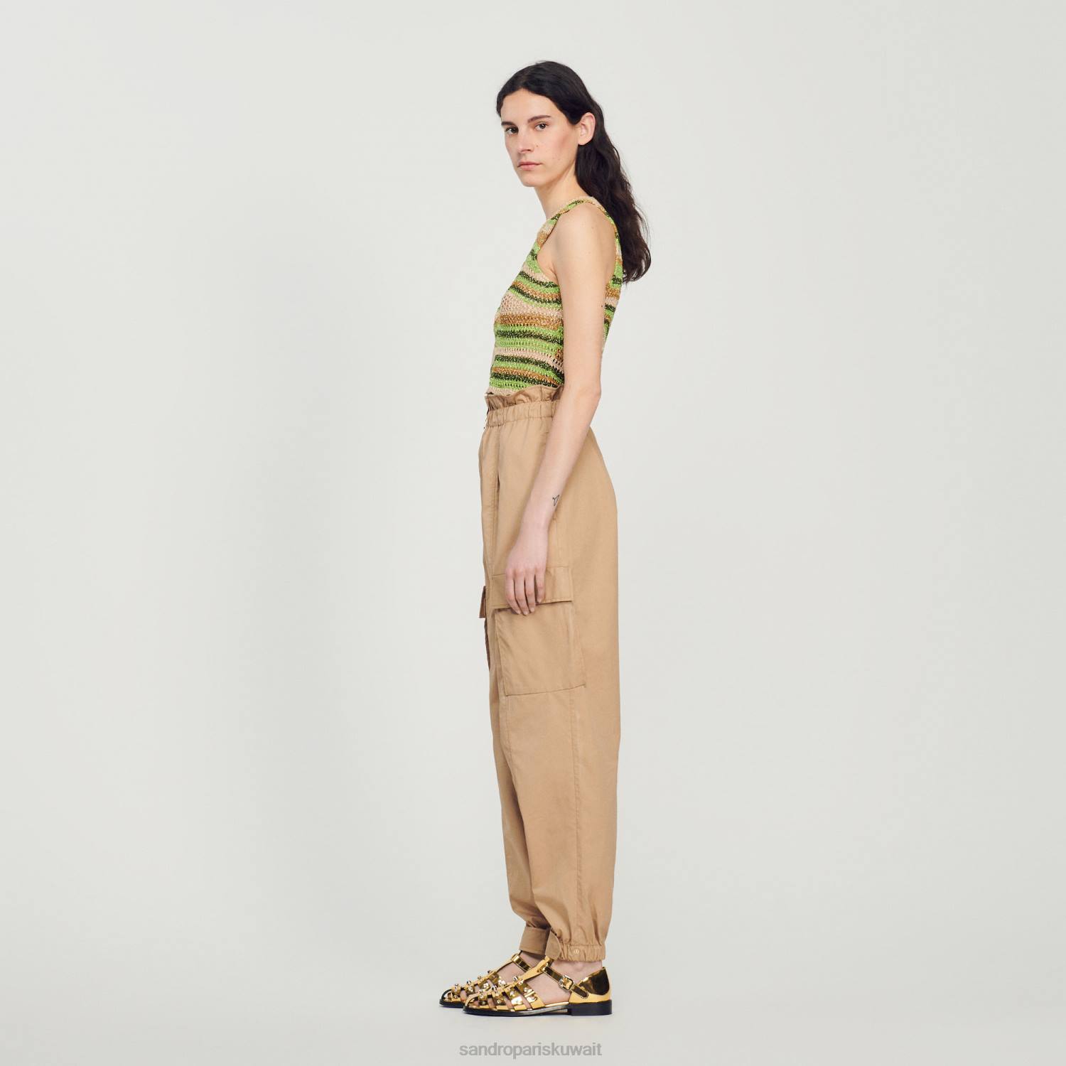 ثياب Sandro Paris السراويل البضائع رمل نحيف ZJ00185