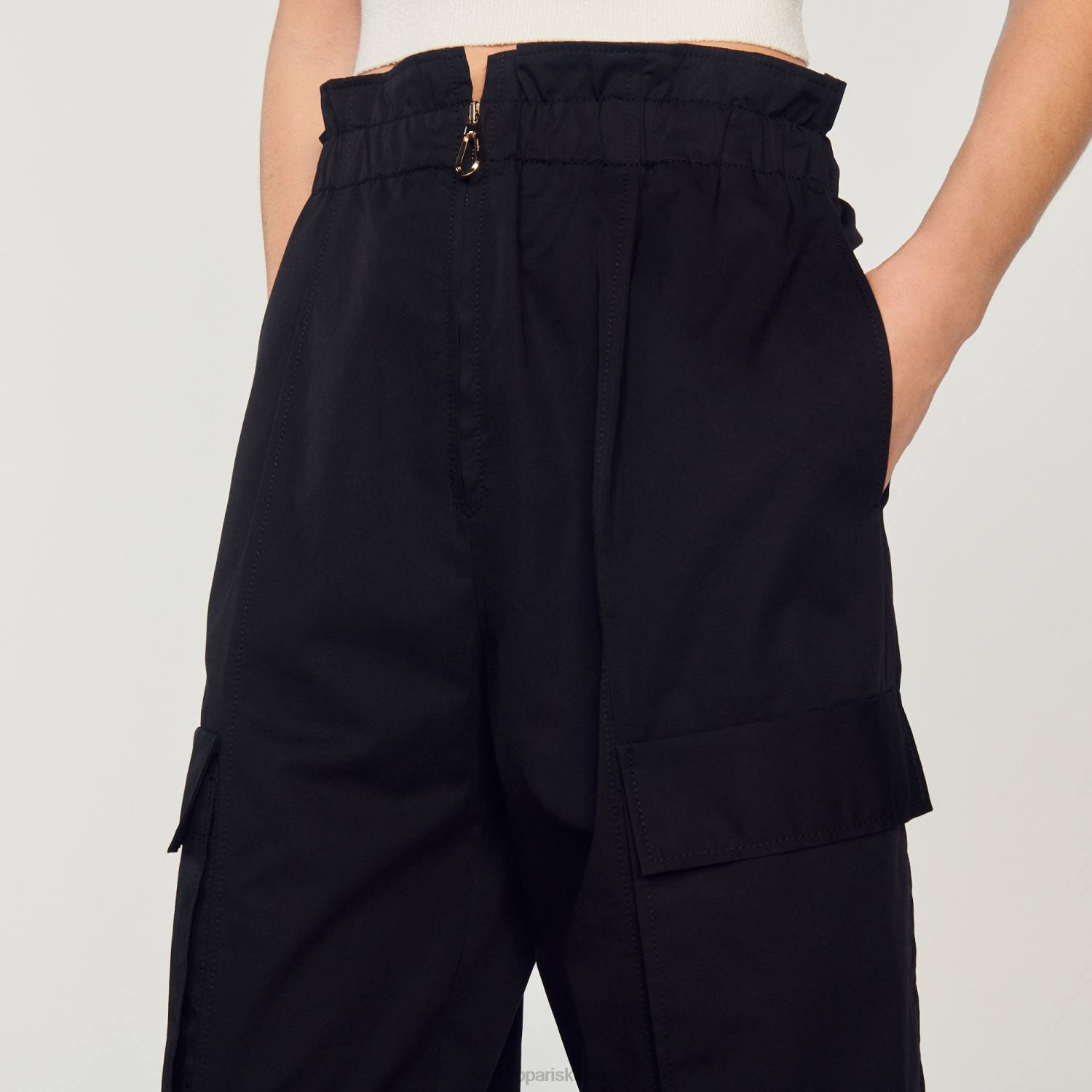 ثياب Sandro Paris السراويل البضائع أسود نحيف ZJ00186