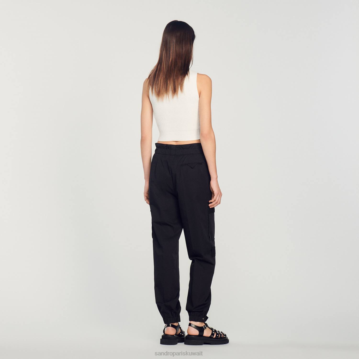 ثياب Sandro Paris السراويل البضائع أسود نحيف ZJ00186