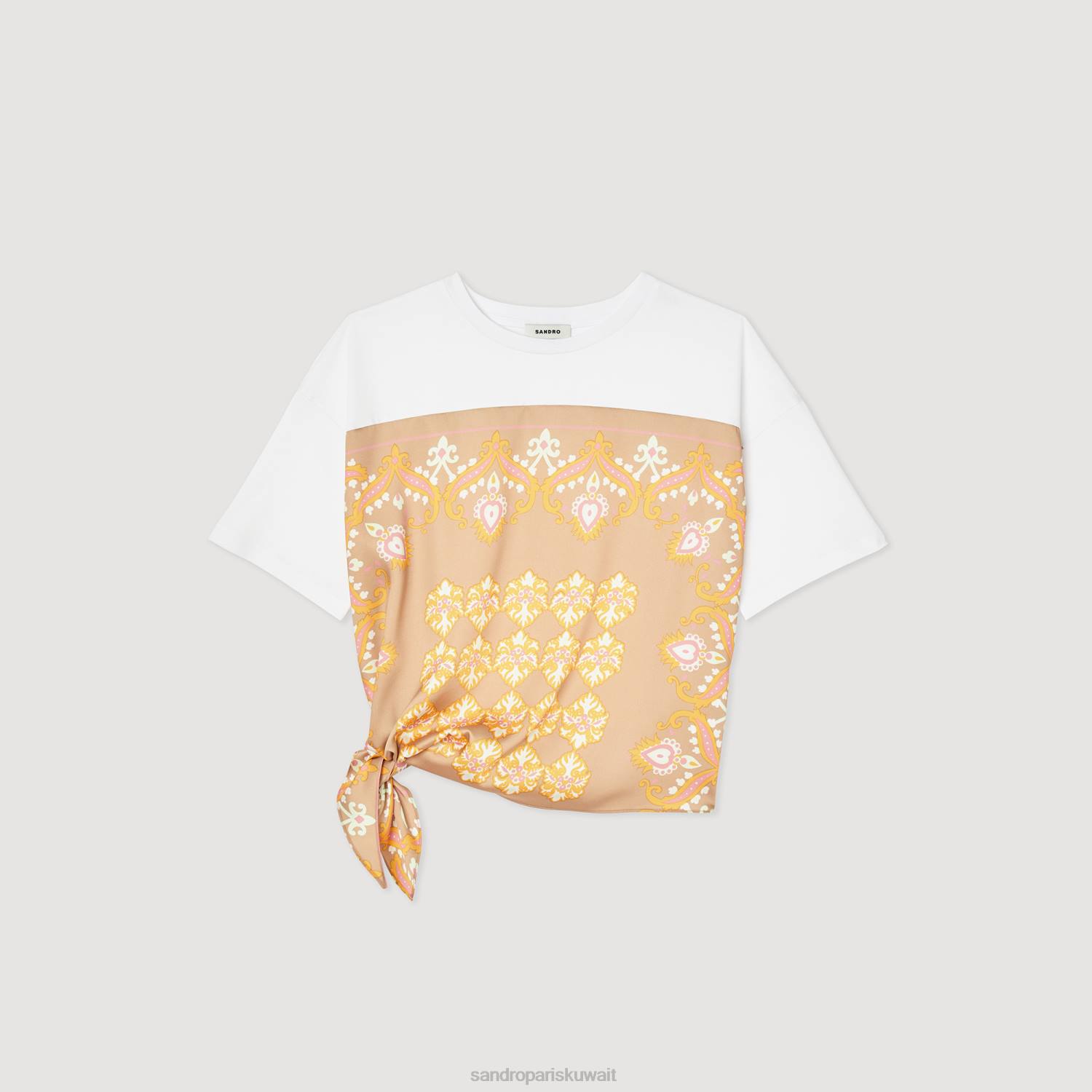 ثياب Sandro Paris تي شيرت وشاح أبيض نحيف ZJ00196