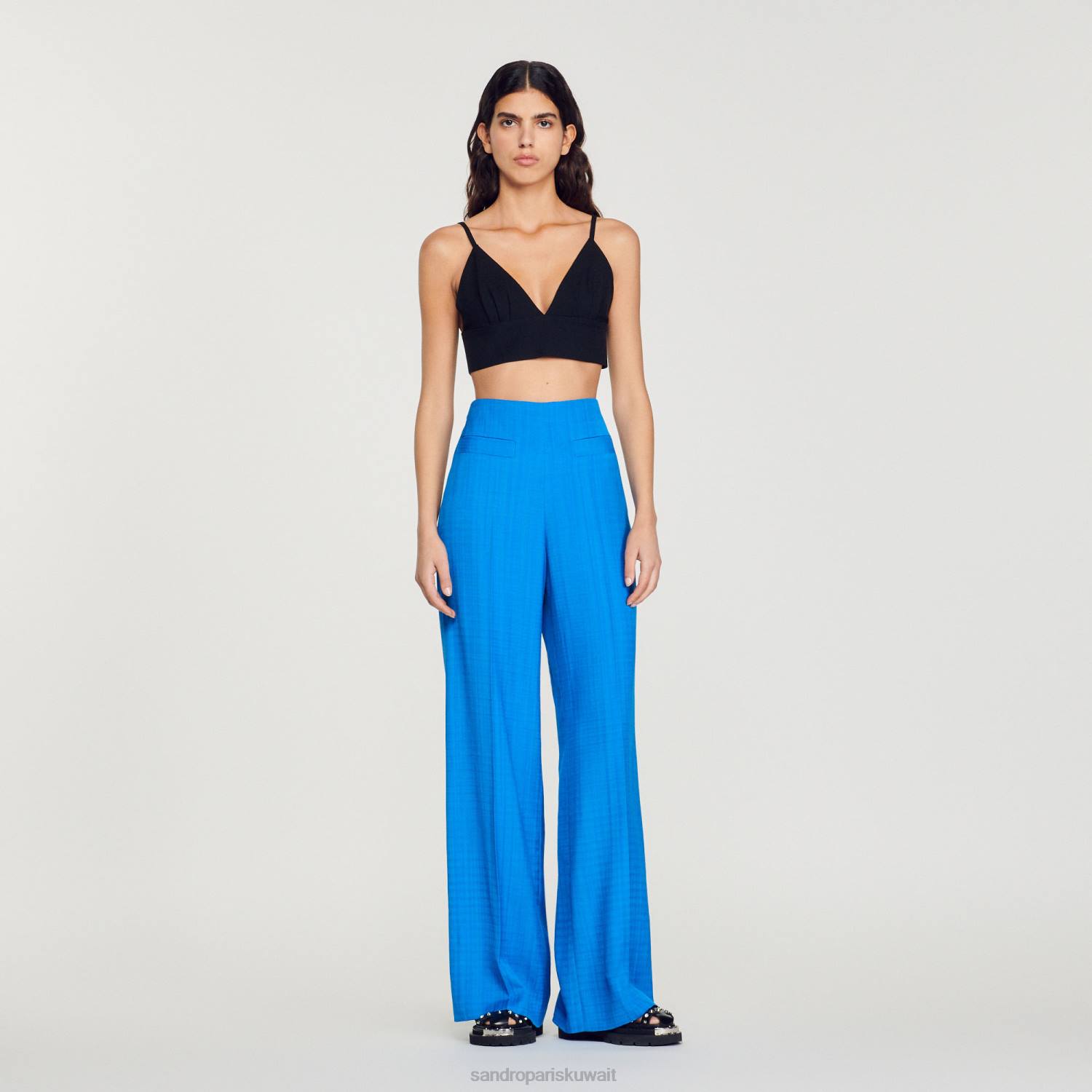 ثياب Sandro Paris السراويل عالية الخصر ازرقلكهرباءيهية نحيف ZJ00201