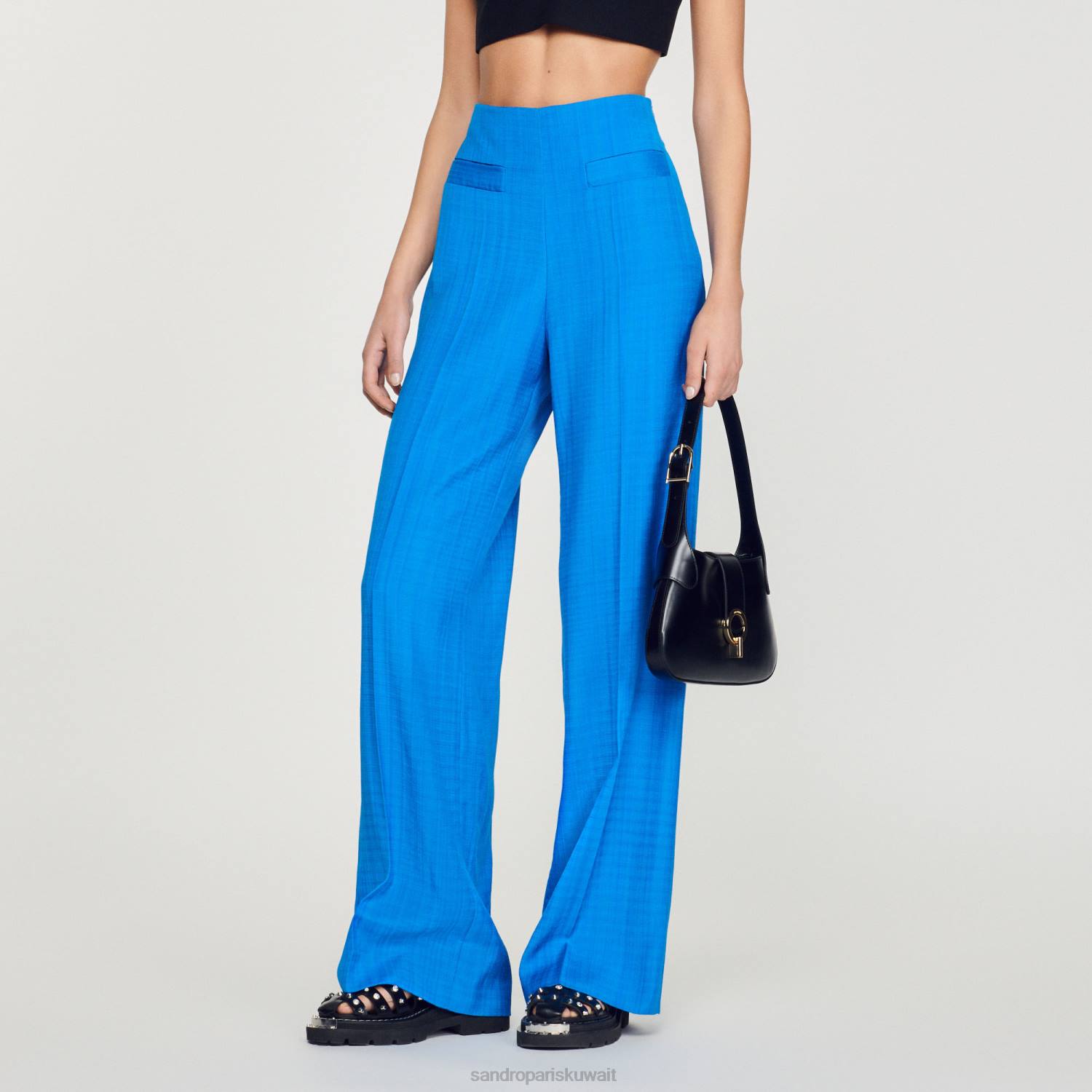 ثياب Sandro Paris السراويل عالية الخصر ازرقلكهرباءيهية نحيف ZJ00201