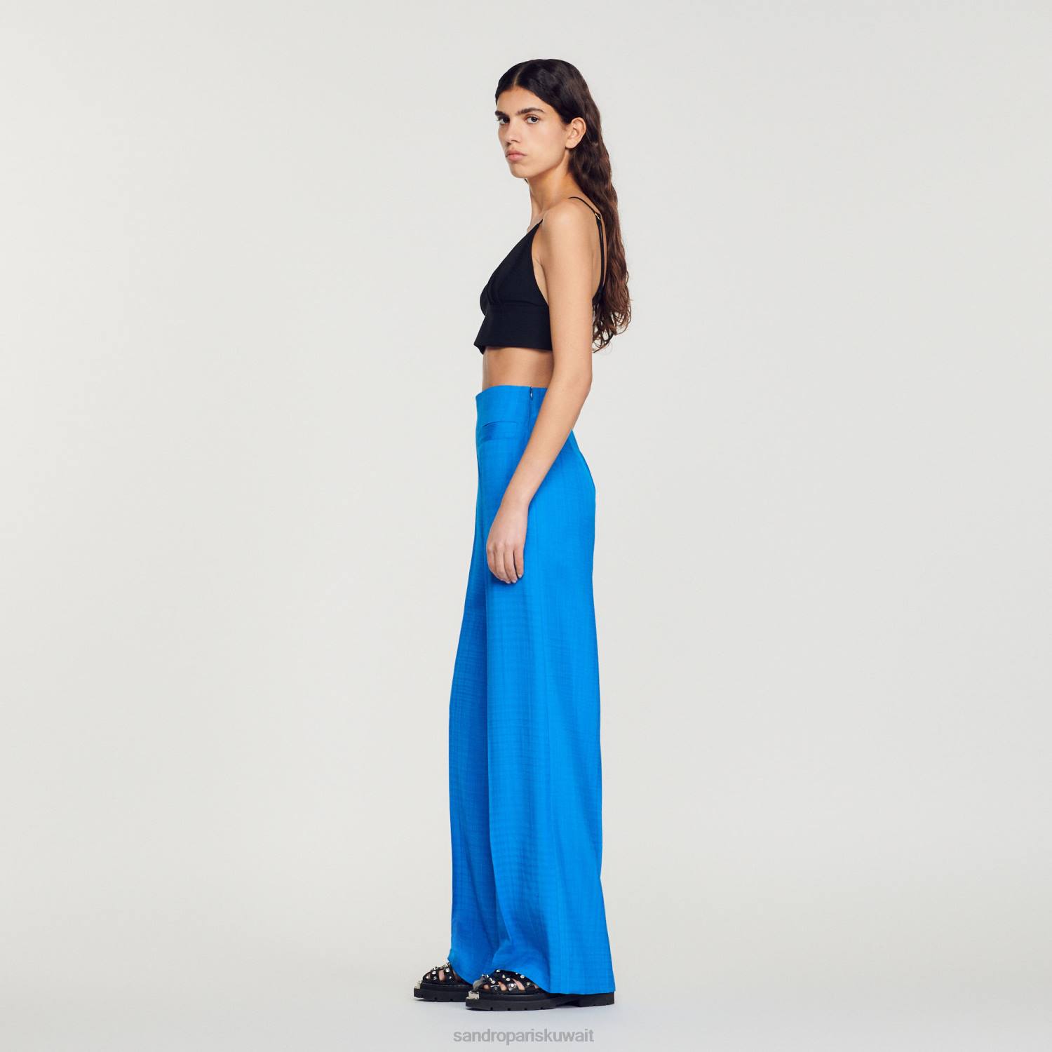 ثياب Sandro Paris السراويل عالية الخصر ازرقلكهرباءيهية نحيف ZJ00201