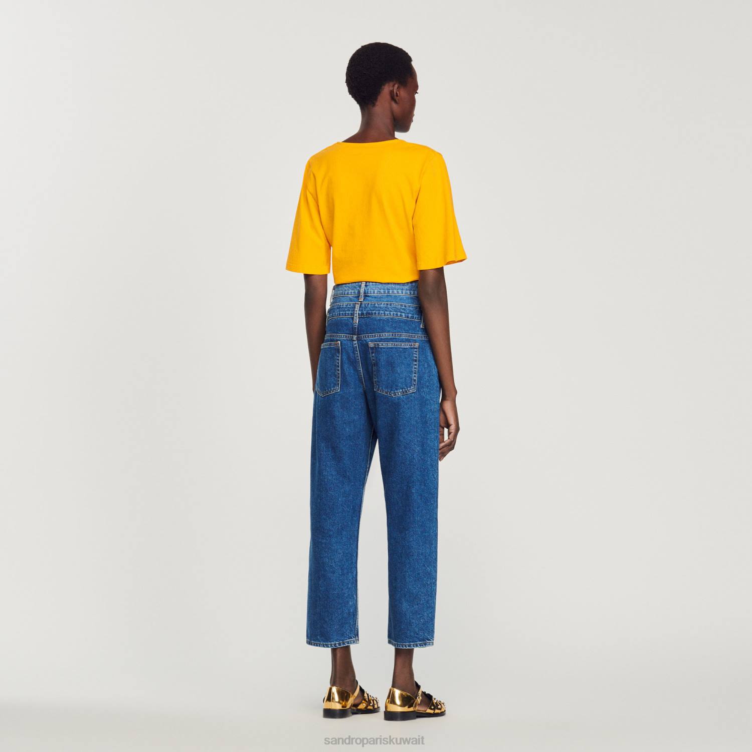 ثياب Sandro Paris جوهرة تي شيرت قصير البرتقالي نحيف ZJ00202