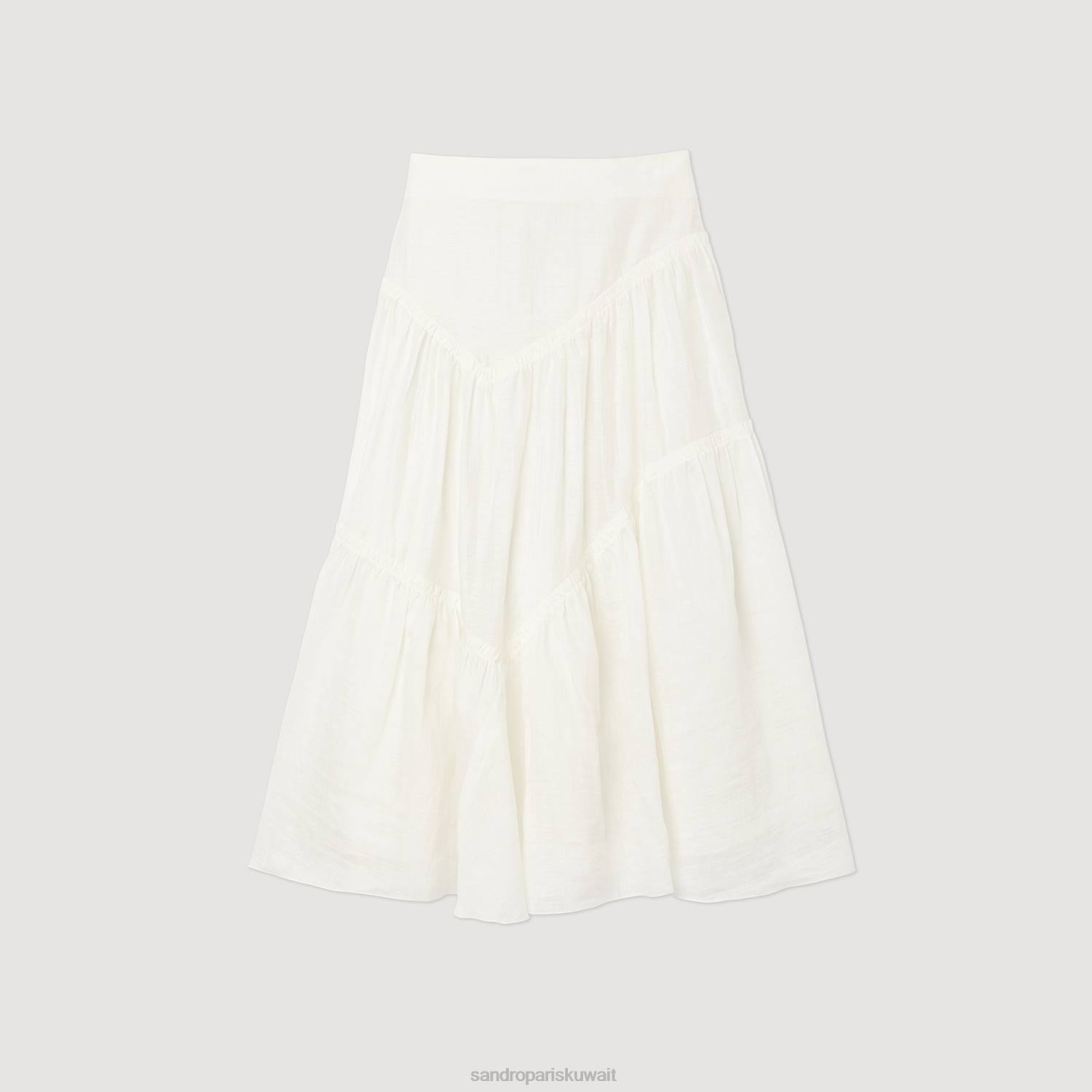 ثياب Sandro Paris تنورة طويلة تكدرت أبيض نحيف ZJ00205
