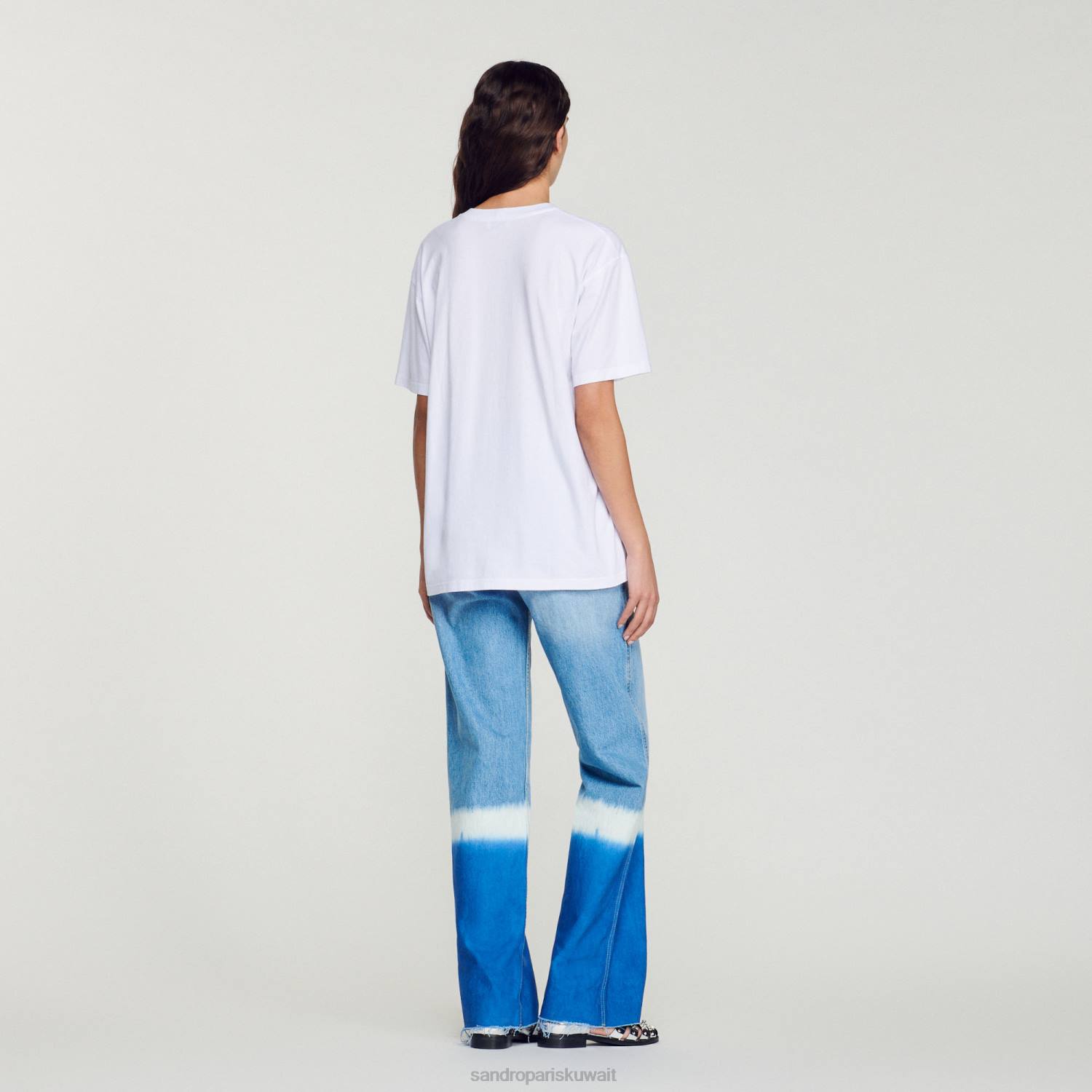 ثياب Sandro Paris مبتسم تي شيرت أبيض نحيف ZJ00209