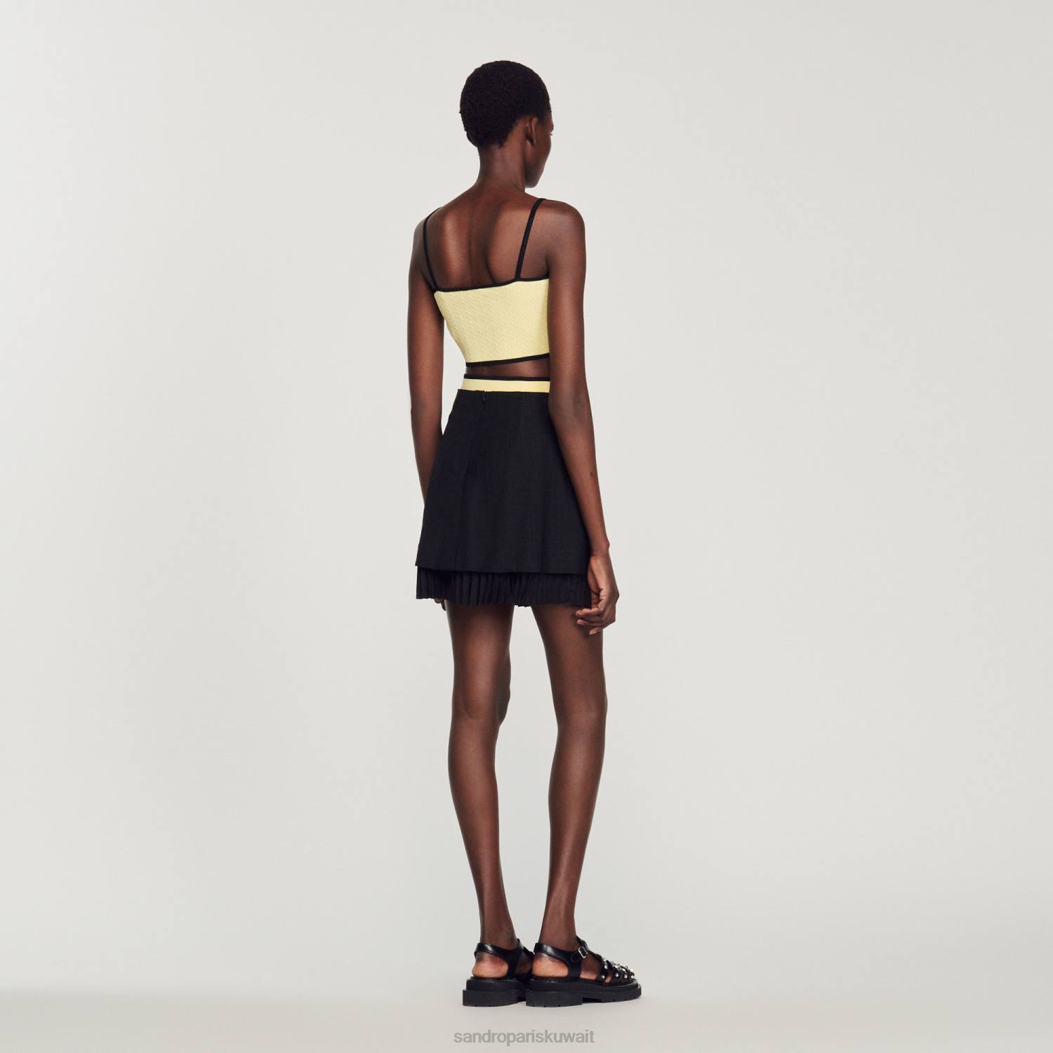 ثياب Sandro Paris محبوك أعلى المحاصيل لون واحد نحيف ZJ00217