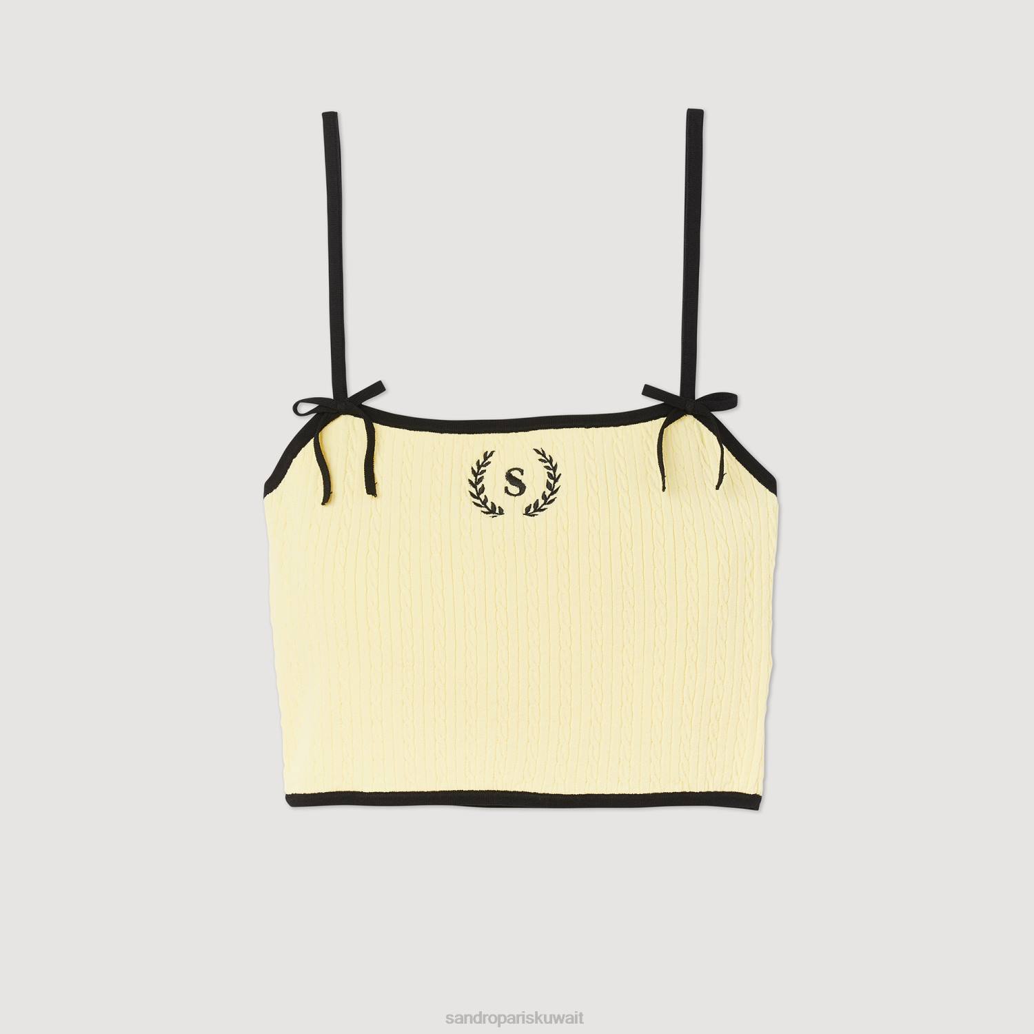 ثياب Sandro Paris محبوك أعلى المحاصيل لون واحد نحيف ZJ00217