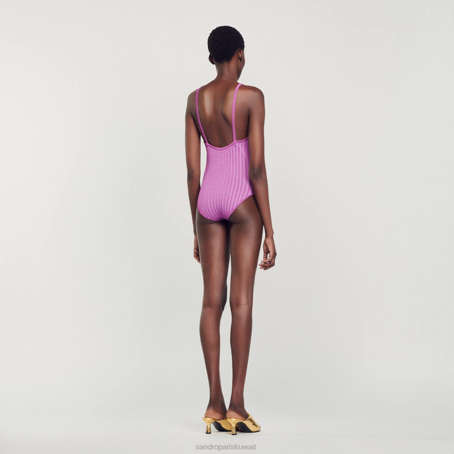 ثياب Sandro Paris بدلة مضلعة أرجواني نحيف ZJ0021