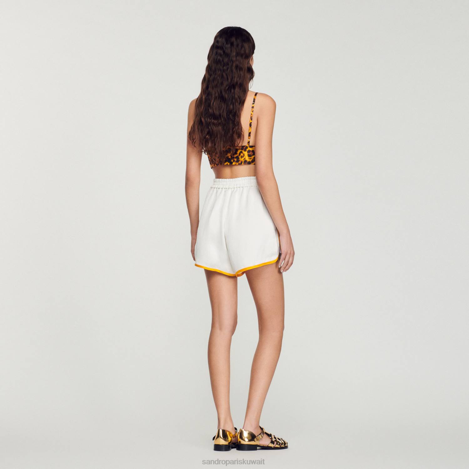 ثياب Sandro Paris شورت واسع بيج فاتح نحيف ZJ00221