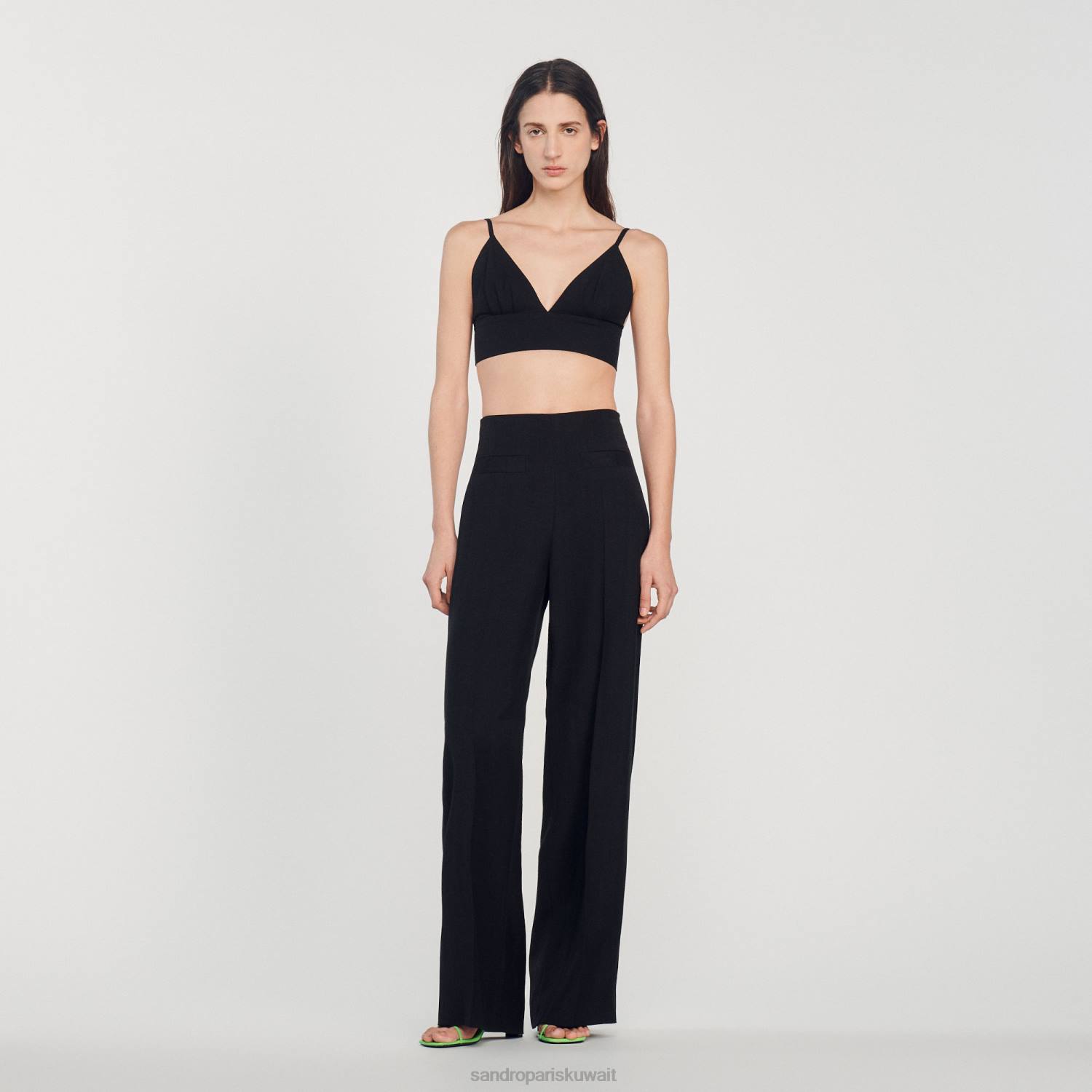 ثياب Sandro Paris اعلى المحاصيل أسود نحيف ZJ00223